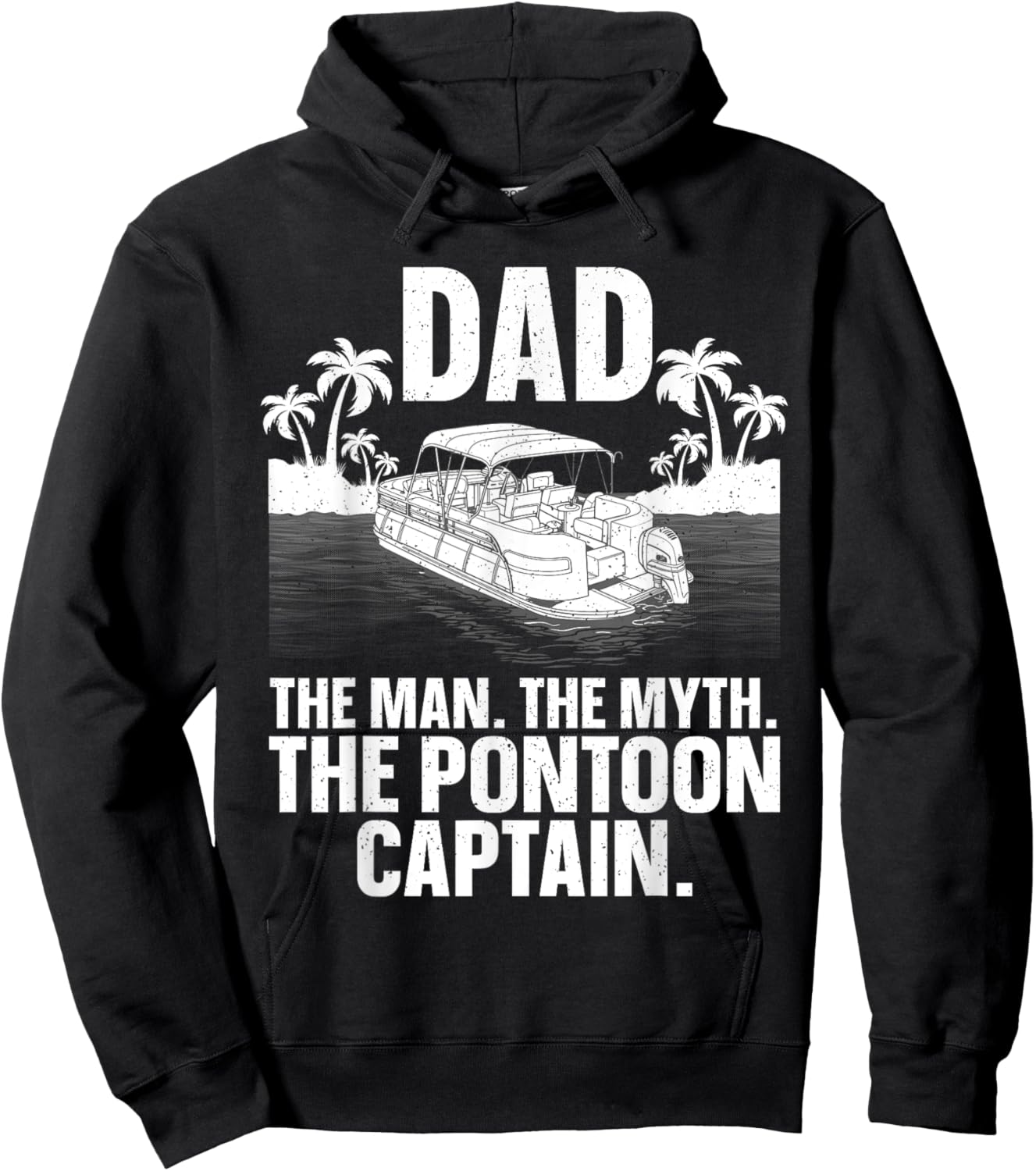 Funny Pontoon Dad Art Boating Pontoon Boat Captain Hoodie - Hoodie | Black