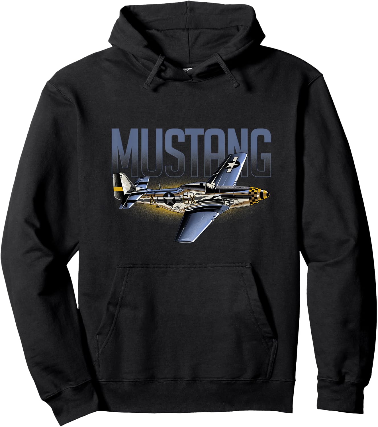 American Classics P51 Mustang World War II Military Airplane Hoodie - Hoodie | Black