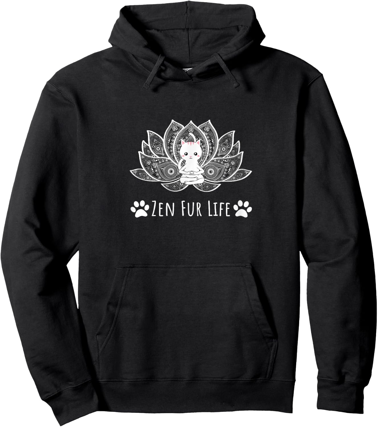 Funny Yoga Lover Zen Fur Life Buddha Kitty Cat Lover Hoodie - Hoodie | Black