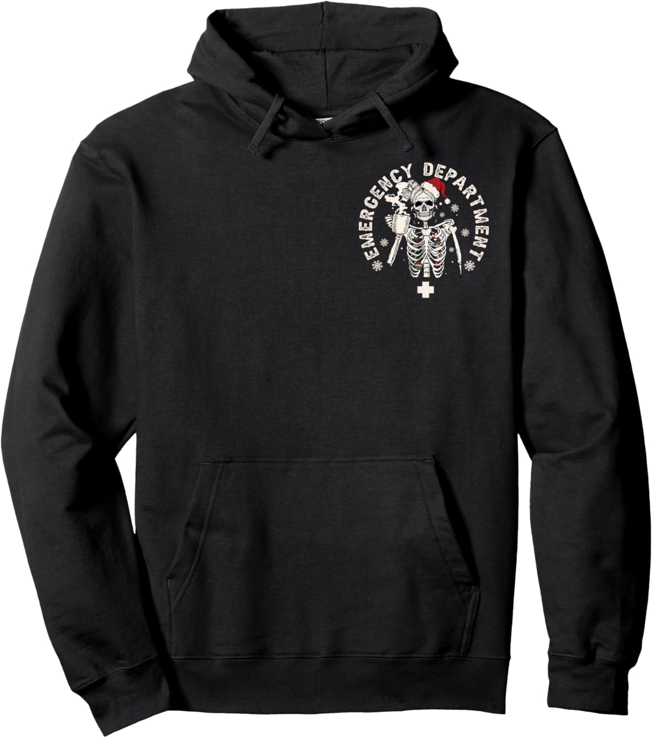 Emergency Department Christmas Skeleton With Coffee Hoodie - Hoodie | Black