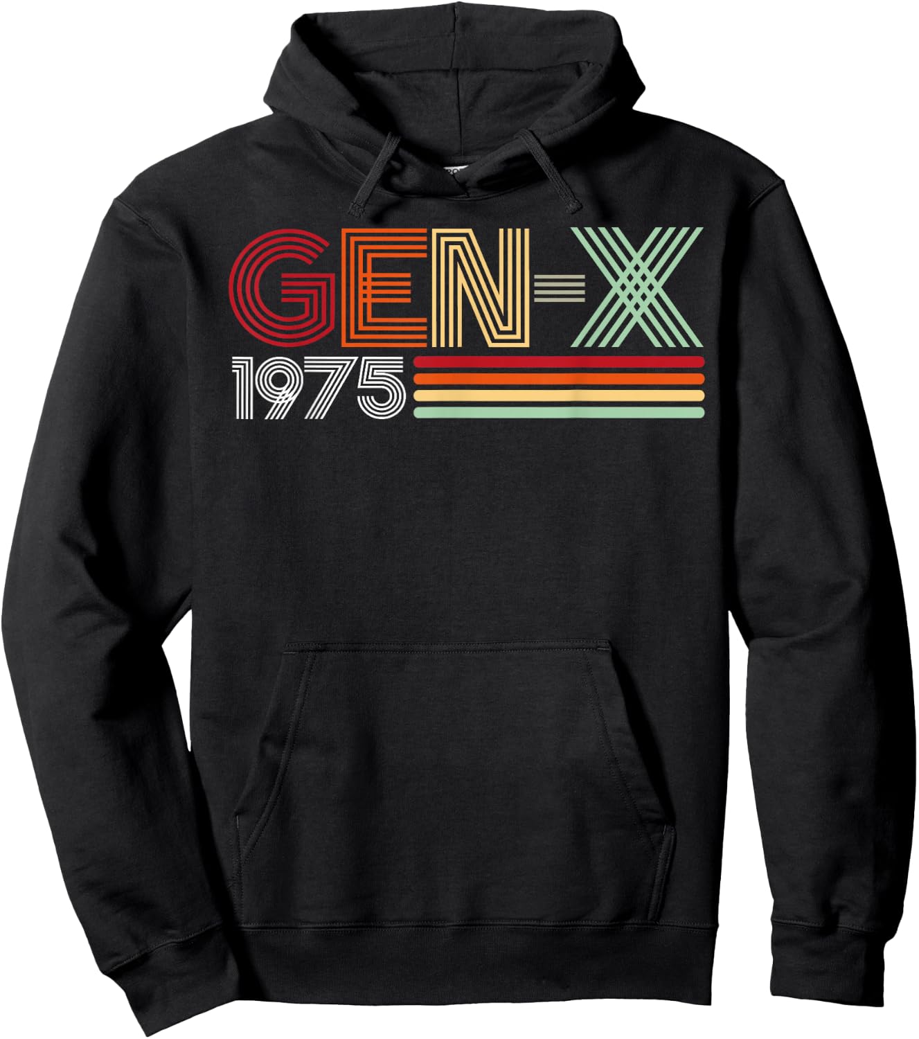 Gen X 1975 Retro Generation Xer Vintage Text Style Hoodie - Hoodie | Black