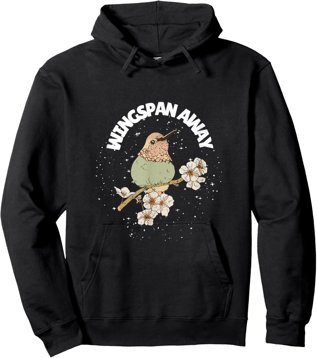 Wingspan Away Bird Lover Nature Retro Floral Style Hoodie - Hoodie | Black