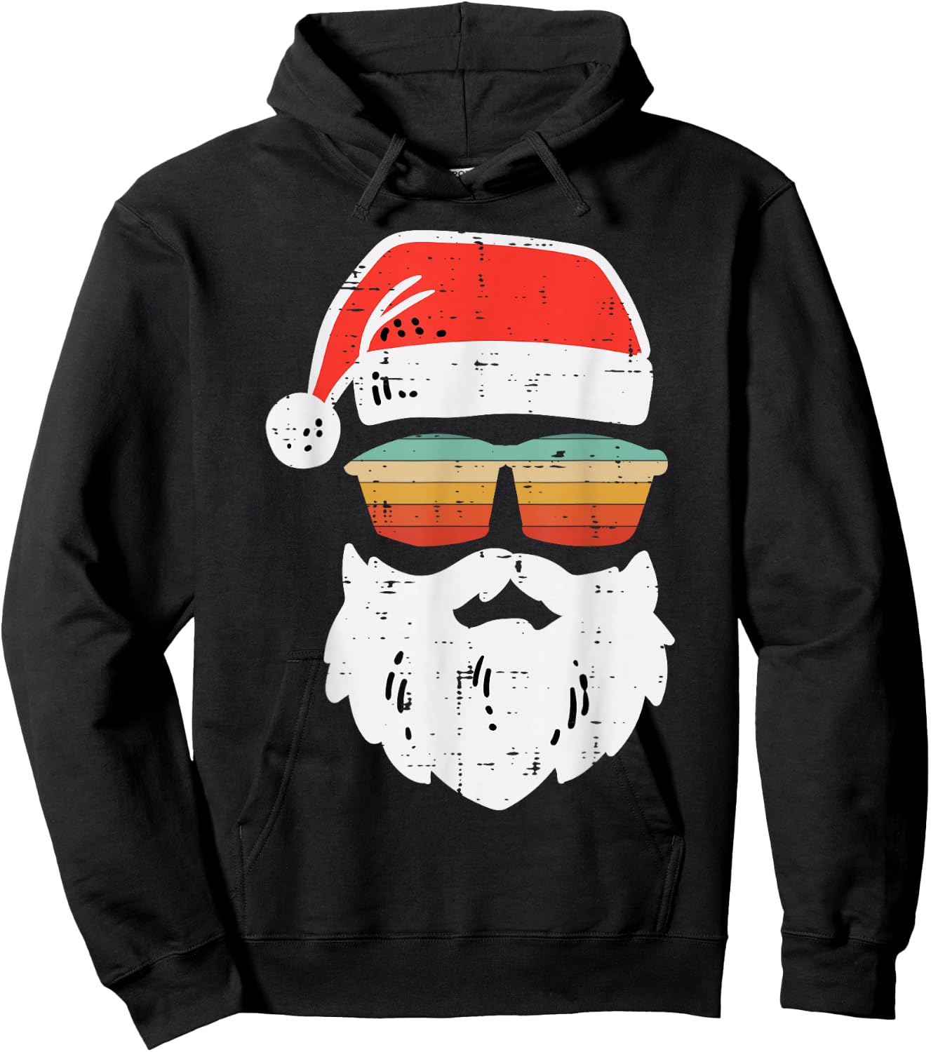 Santa Face Retro Sunglasses Christmas Xmas Men Women Kids Hoodie - Hoodie | Black