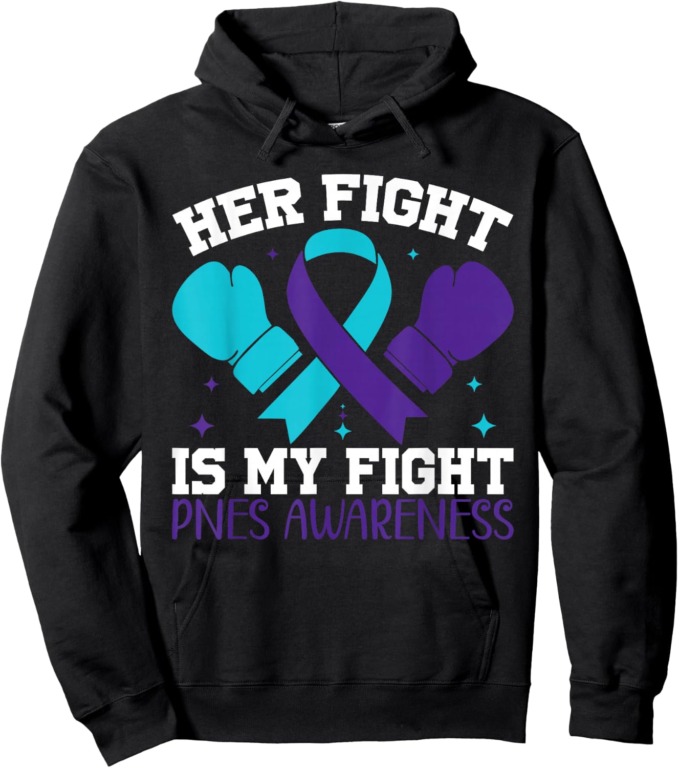 Warrior Psychogenic Nonepileptic Seizures Aware PNES Awareness Her Fight Is My Fight -Adult Classic Fit Black Small Round Collar Short Sleeve Hoodie - Hoodie | Black