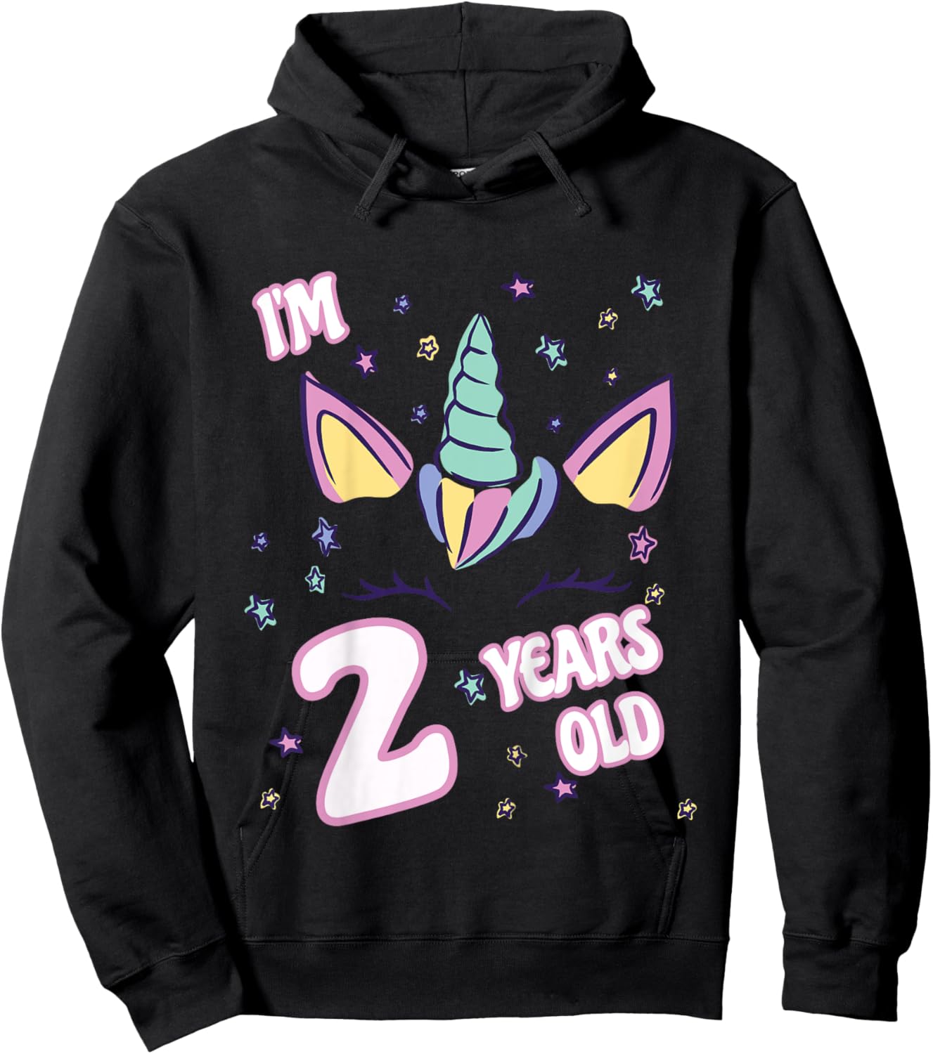 Unicorn 2nd birthday i'm 2 years old girl unicorn design Hoodie - Hoodie | Black