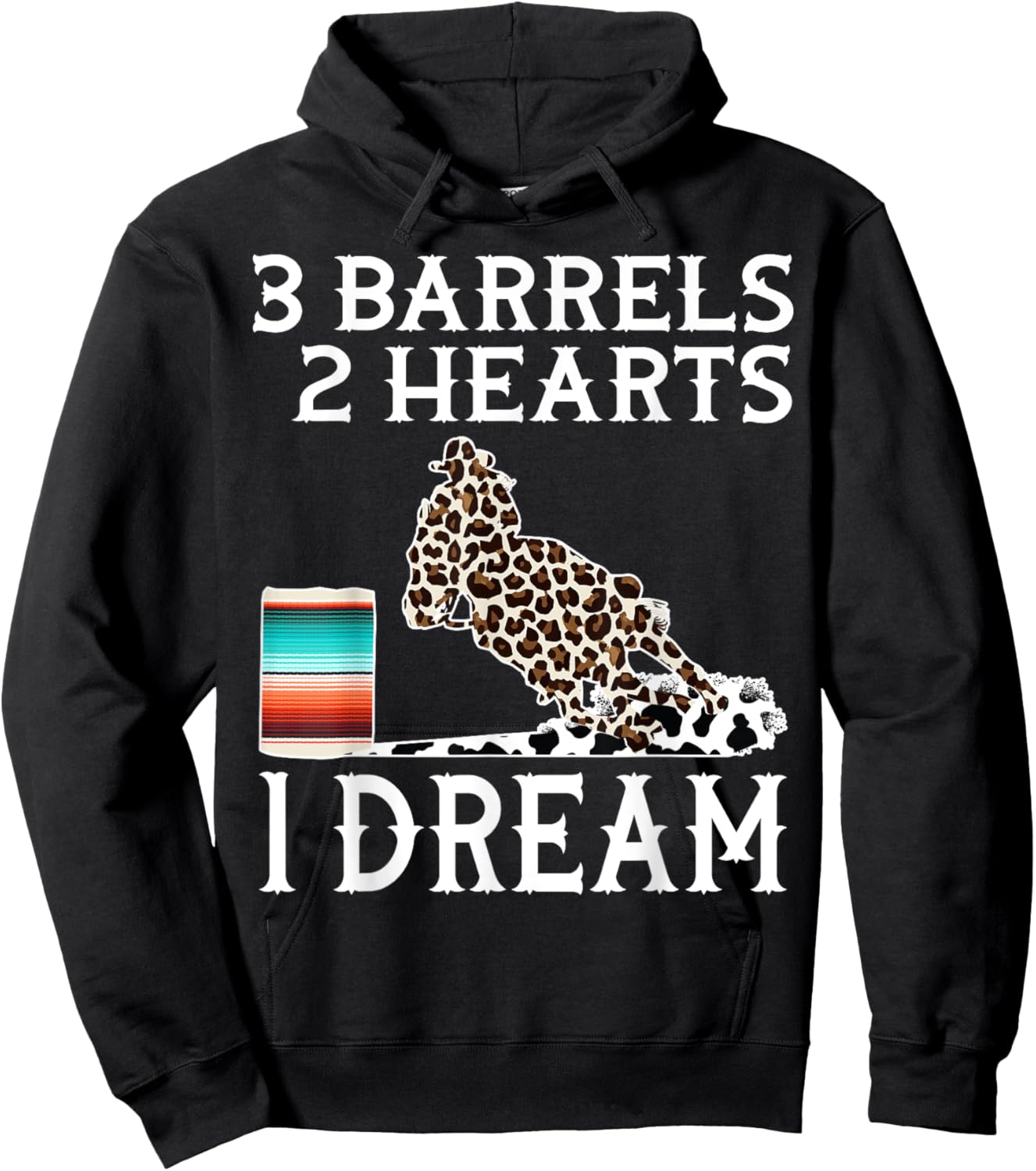 Horse Barrel Racing Western Serape Leopard Cow Rodeo Cowgirl Hoodie - Hoodie | Black