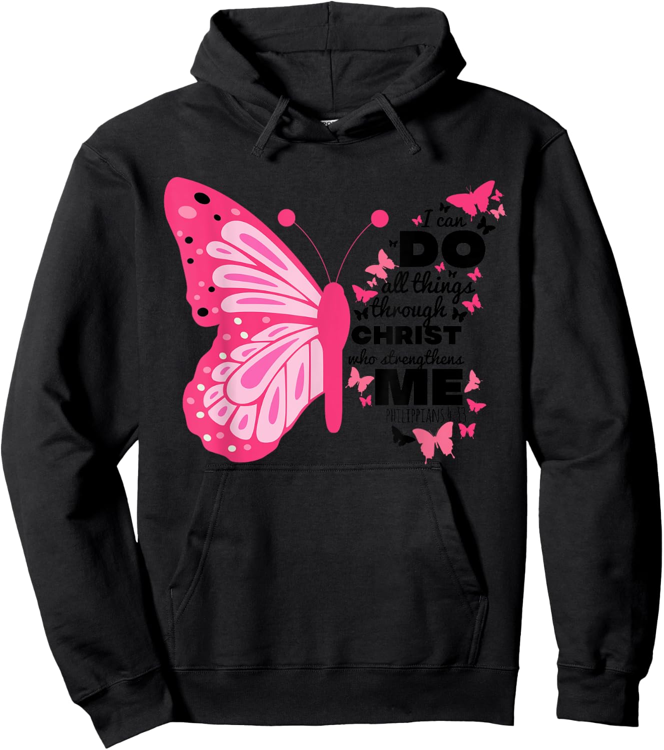 Philippians 4 13 Butterfly Christ Bible Verse Gift Hoodie - Hoodie | Black