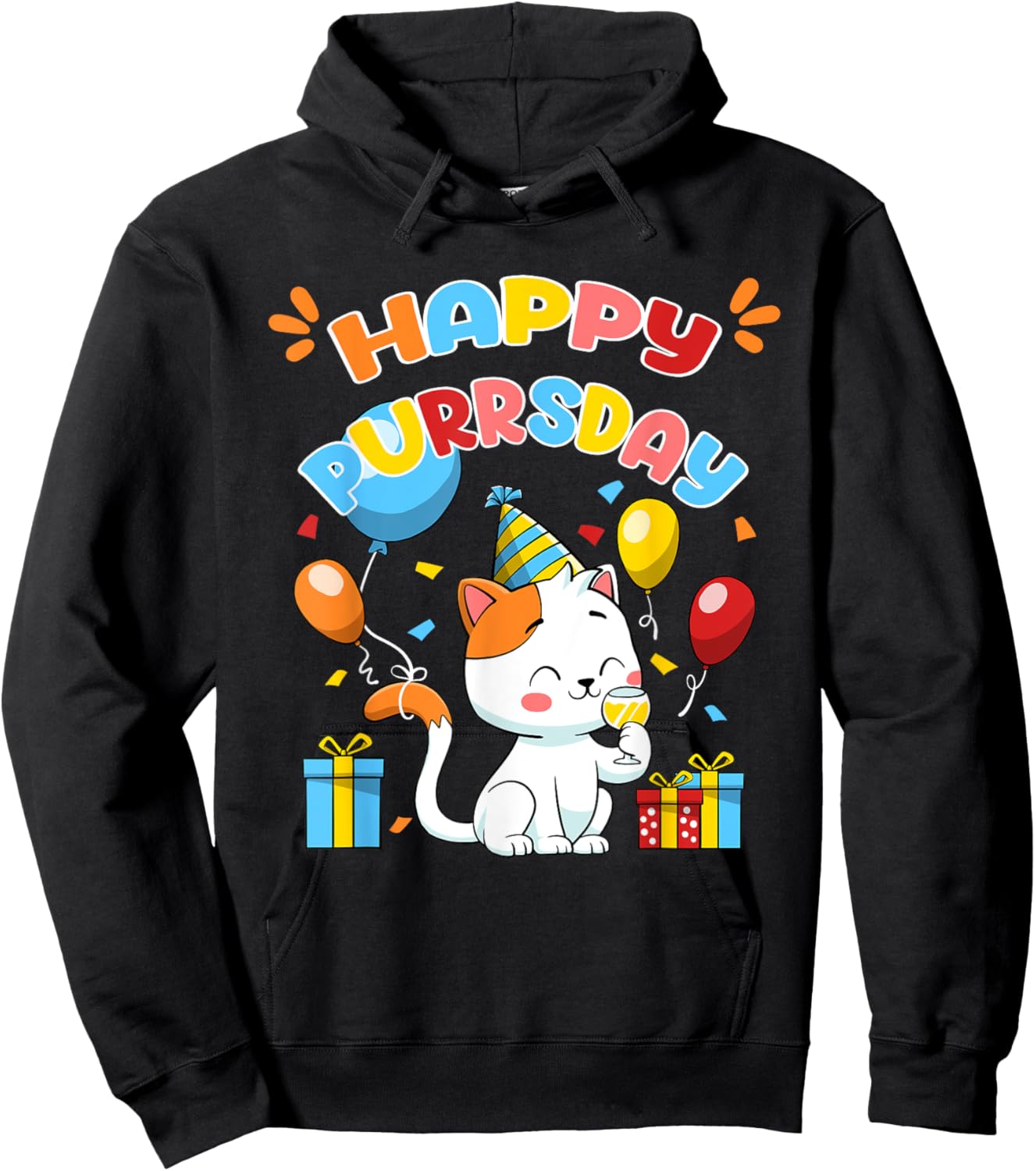 Happy Birthday Cat Kitten Lover Funny Cute Kitty Pet Owner Men Women Girls Kids Hoodie - Hoodie | Black