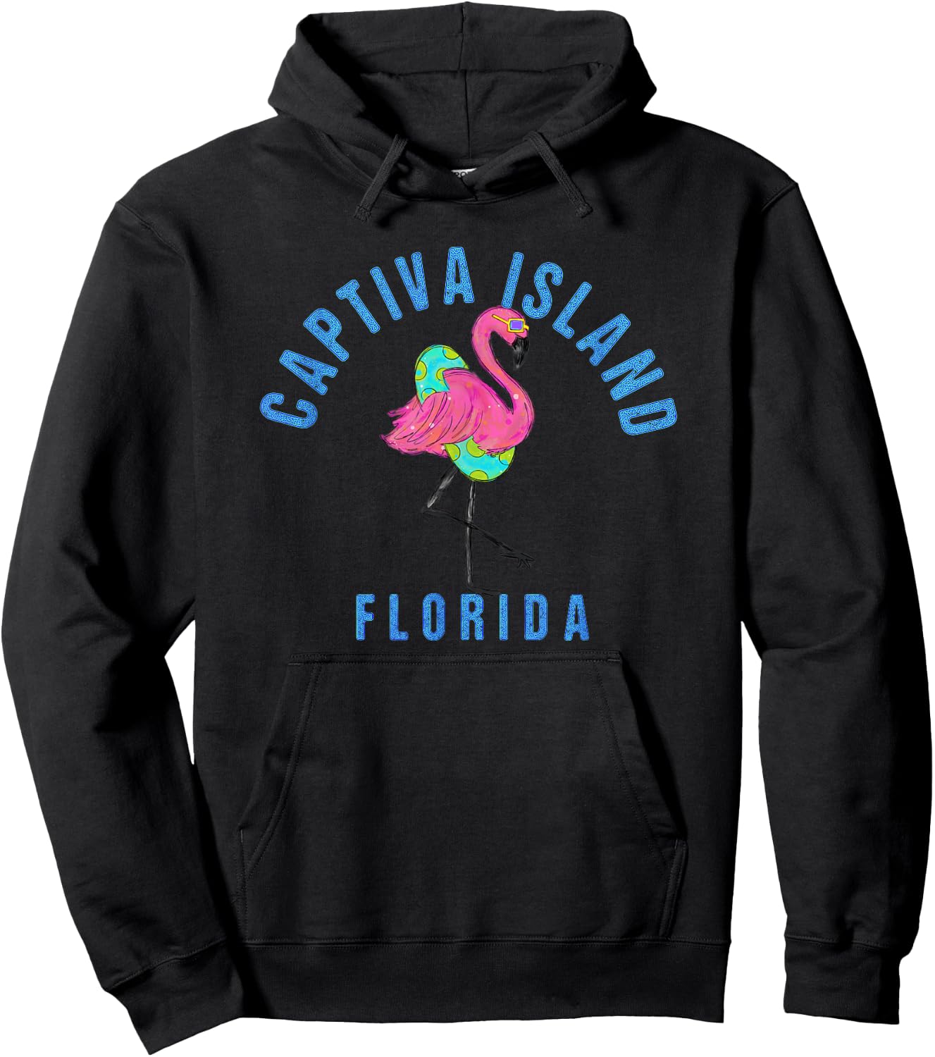 Captiva Island Beach Design / Flamingo Illustration Hoodie - Hoodie | Black