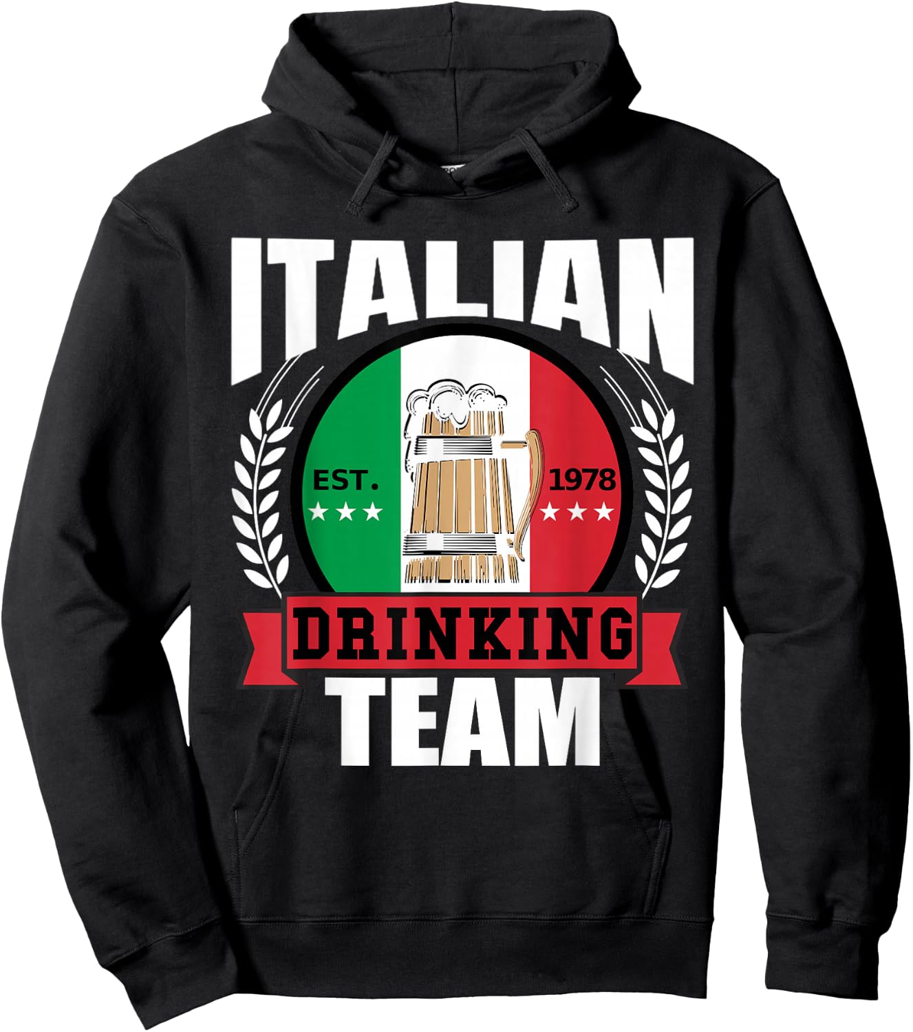 Italian Drinking Team Funny Italy Flag Beer Party Gift Hoodie - Hoodie | Black
