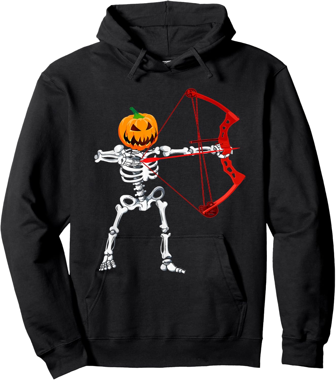 Skeleton Archery Halloween Pumpkin Bow Hunting Hoodie - Hoodie | Black
