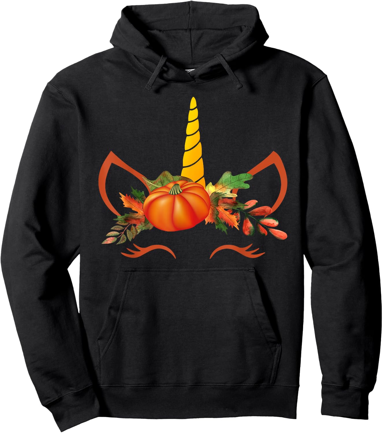Cute Unicorn Pumpkin Shirts for Kids Halloween Thanksgiving Hoodie - Hoodie | Black
