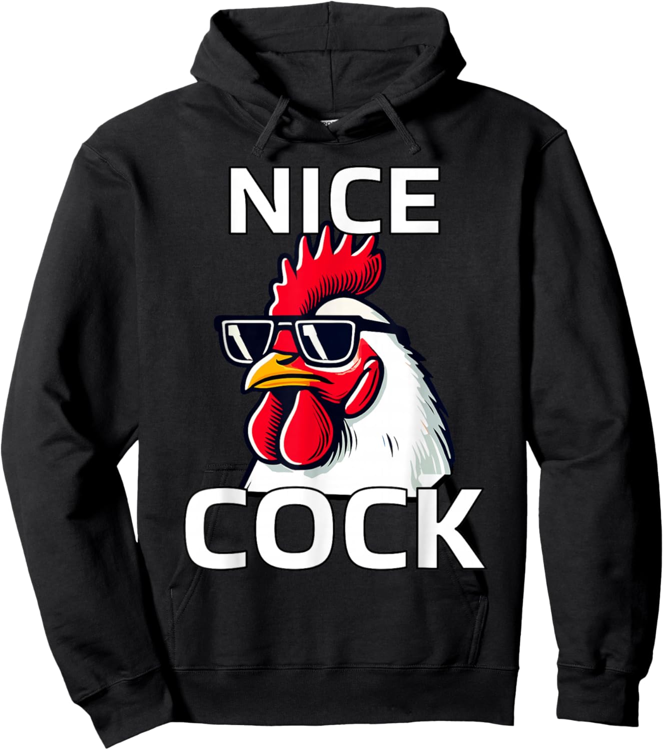 Nice Cock Funny Rooster with Cool Sunglasses Design Hoodie - Hoodie | Black