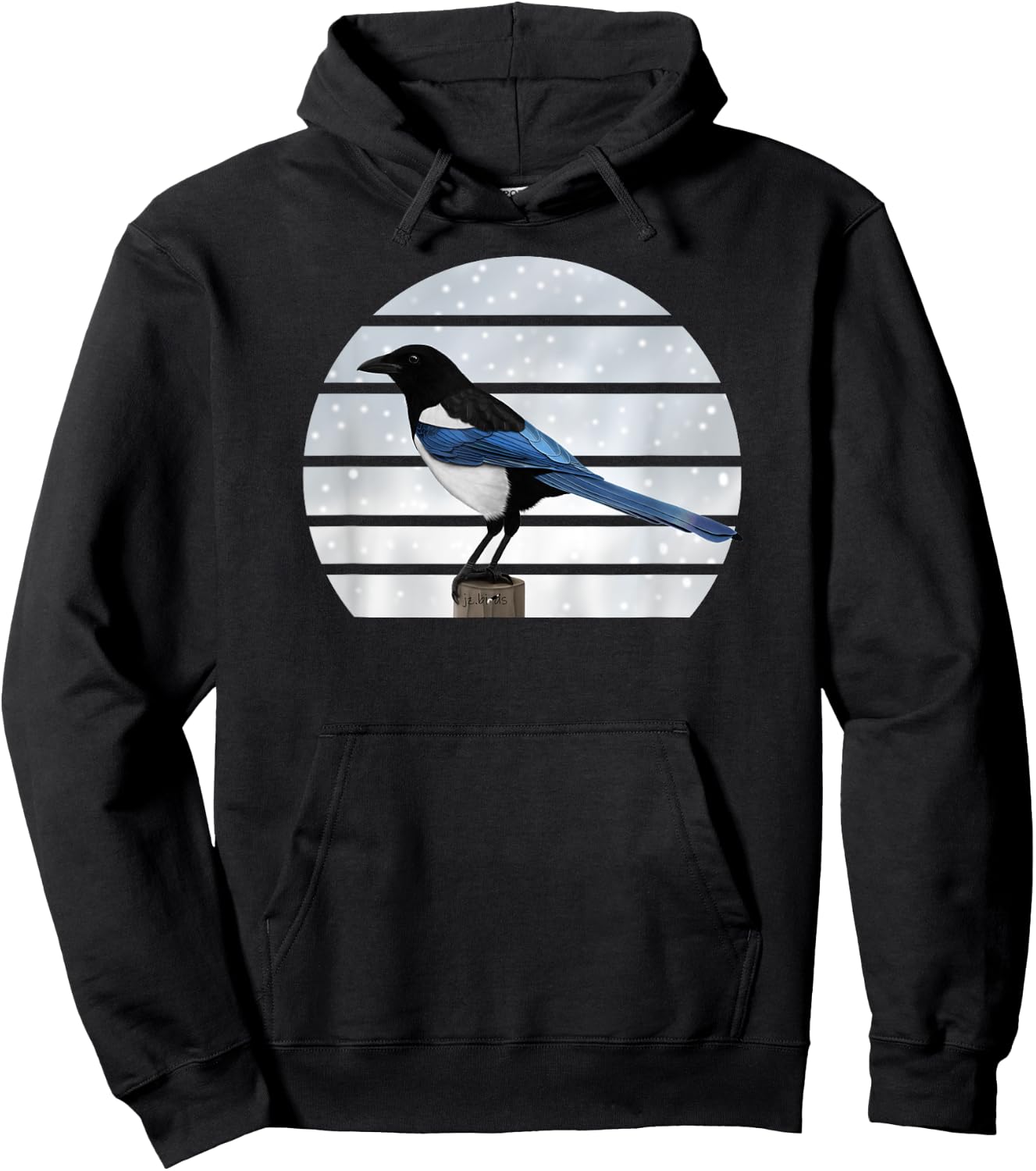 Magpie Winter Birds Christmas Snow Birder Birdwatching Hoodie - Hoodie | Black