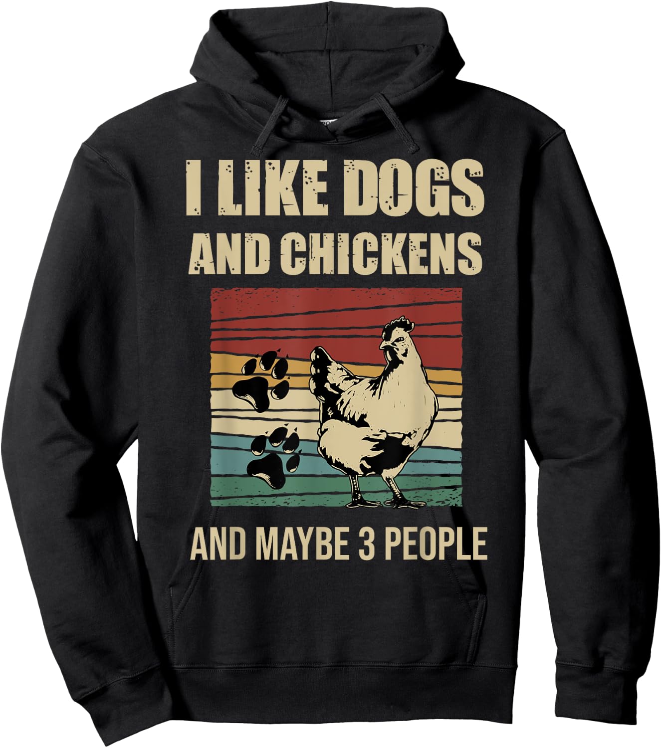 I Like Dogs And Chickens And Maybe 3 People Vintage Hoodie - Hoodie | Black