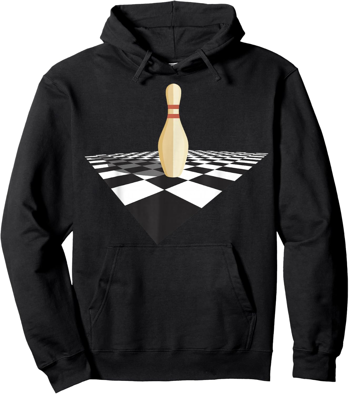 The Big Lebowski Bowling Pin Checkered Floor Graphic Hoodie - Hoodie | Black