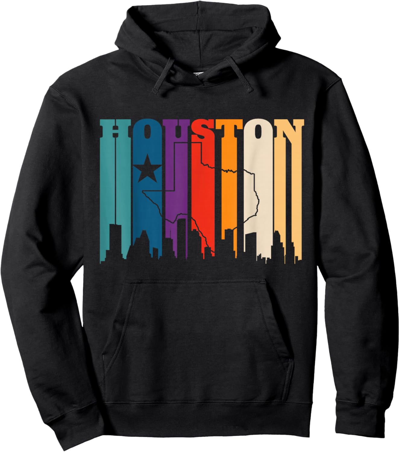 Houston Texas Map Skyline Gift Texas Home State Souvenir Hoodie - Hoodie | Black