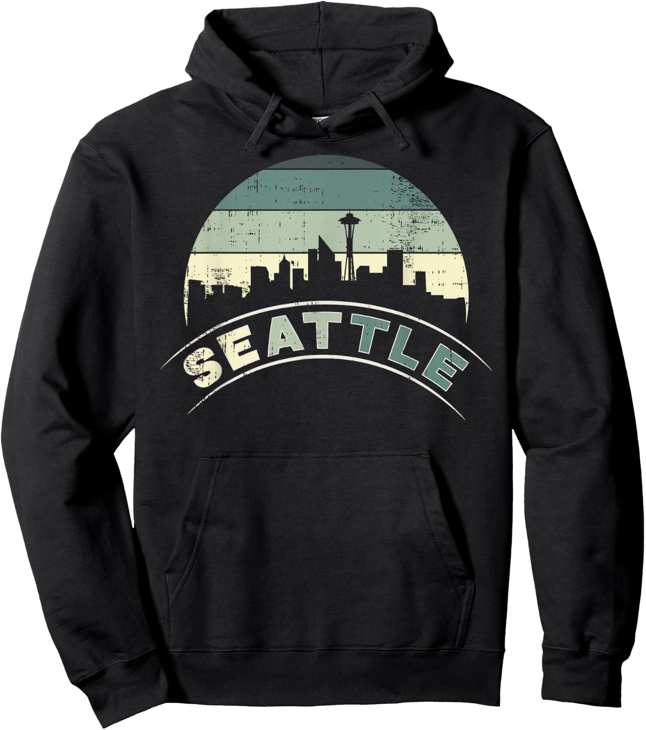 Grunge Seattle Skyline Distressed Look design Hoodie - Hoodie | Black