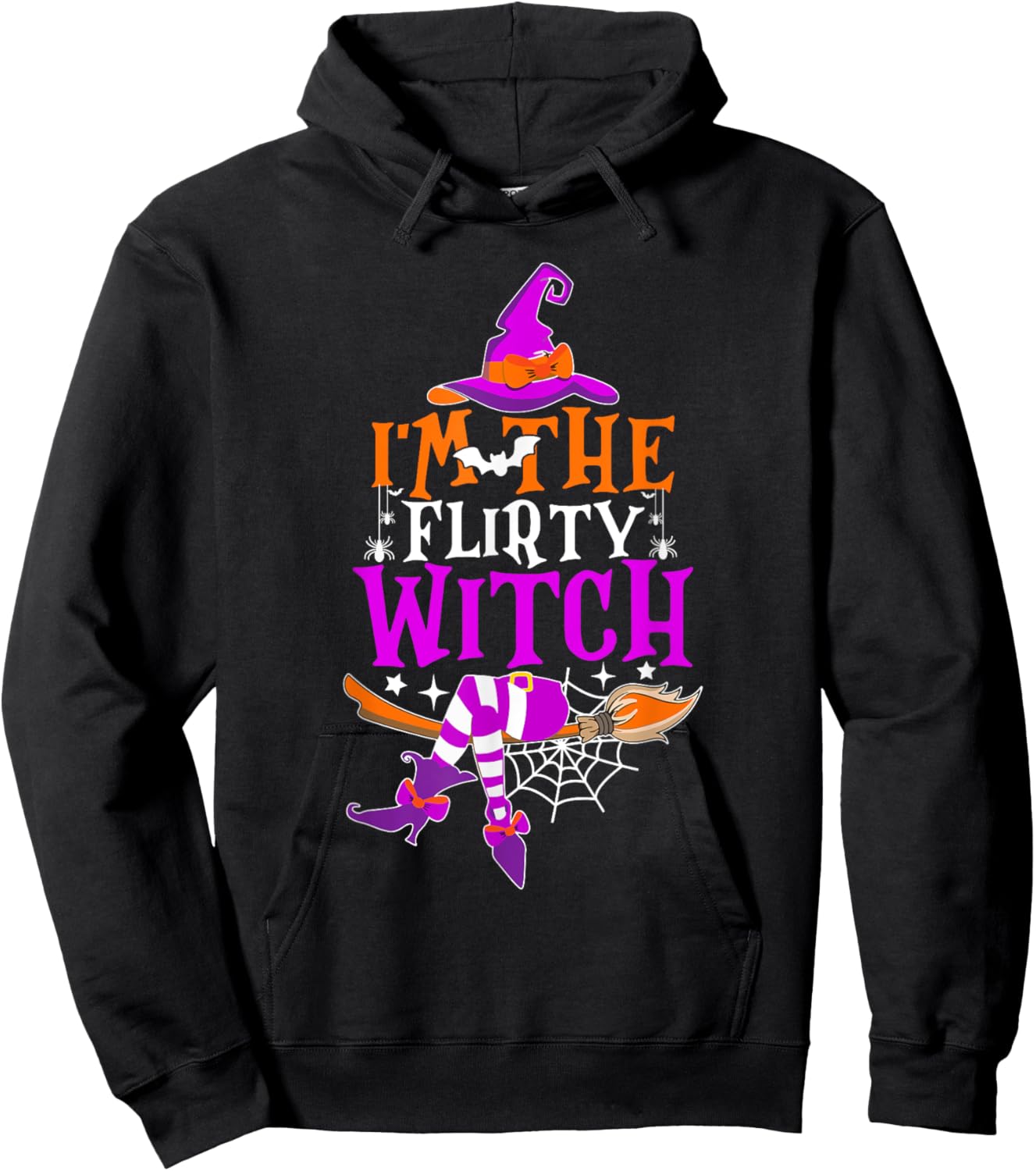 I'm The Flirty Witch Shirt Funny Witch Halloween Costume Hoodie - Hoodie | Black