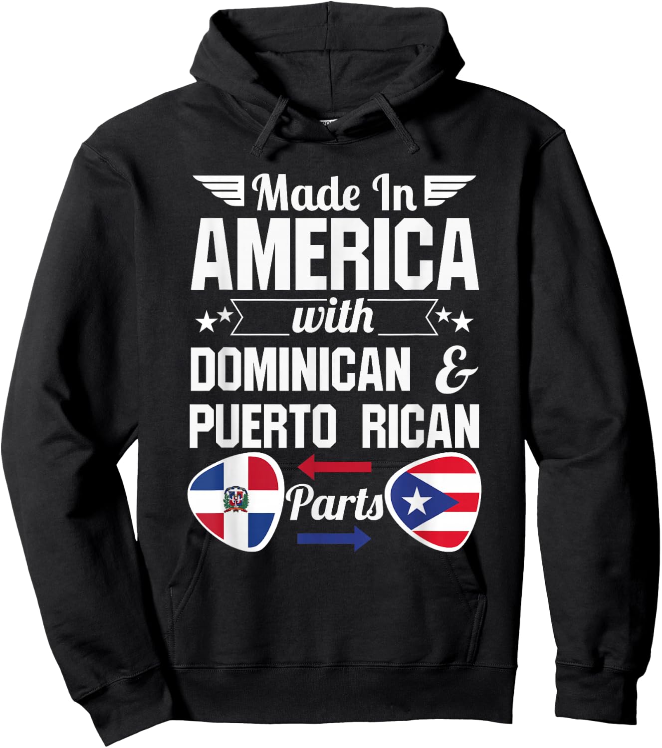 Dominirican Puerto Rico and Republica Dominicana Pride Flag Hoodie - Hoodie | Black