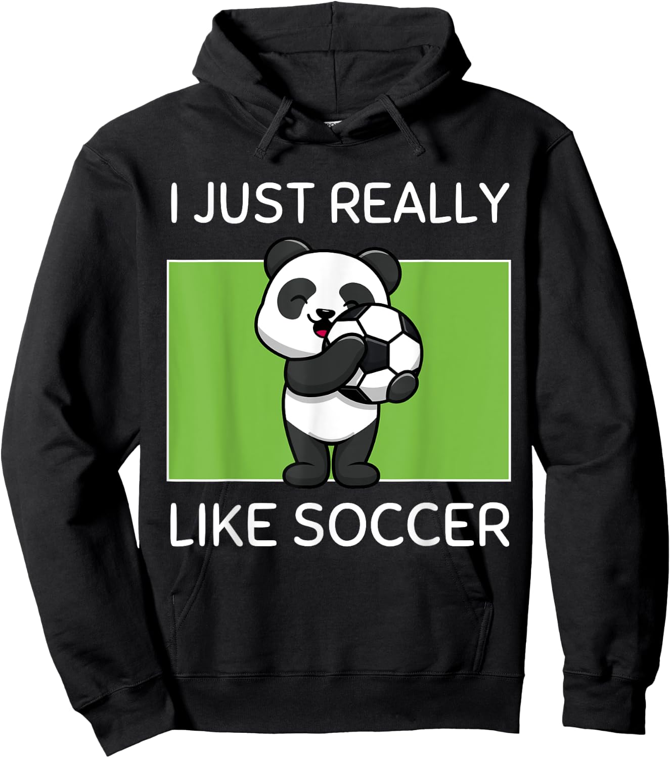 Cute Kawaii Panda I Just Really Like Soccer Kawaii Aesthetic Hoodie - Hoodie | Black
