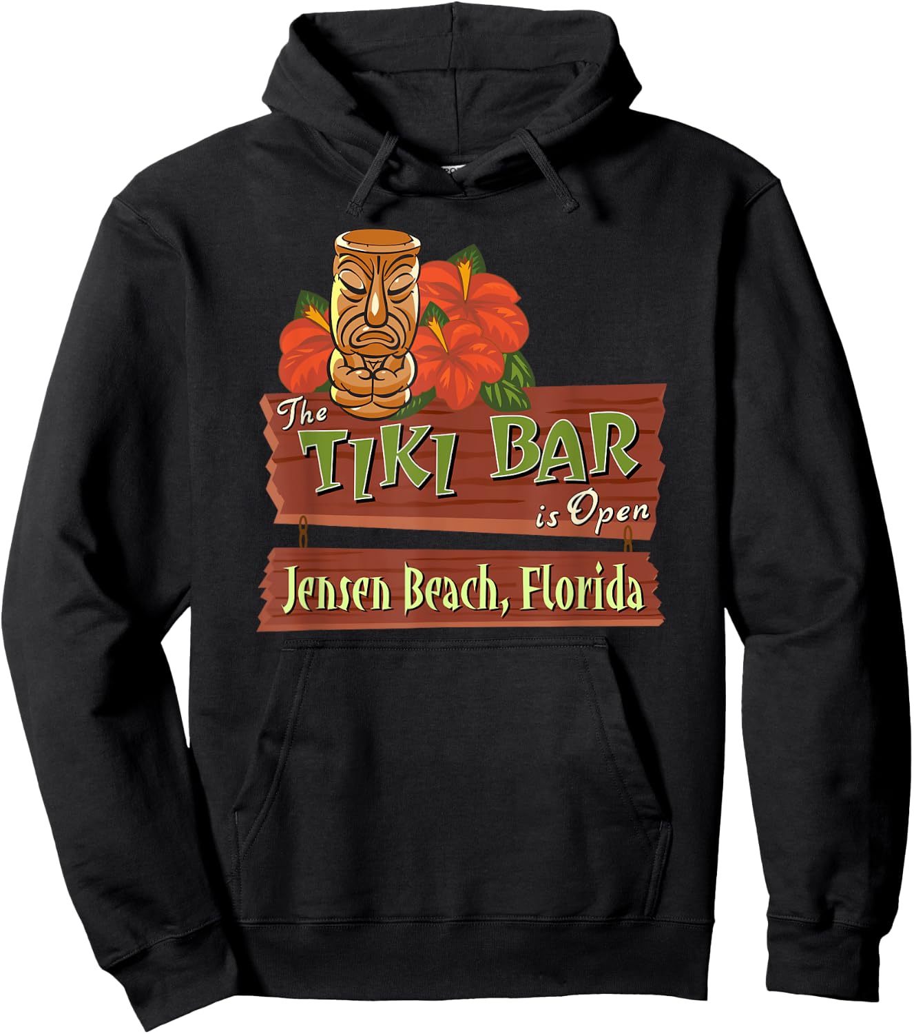 Jensen Beach Florida Tiki Bar Women Hoodie - Hoodie | Black