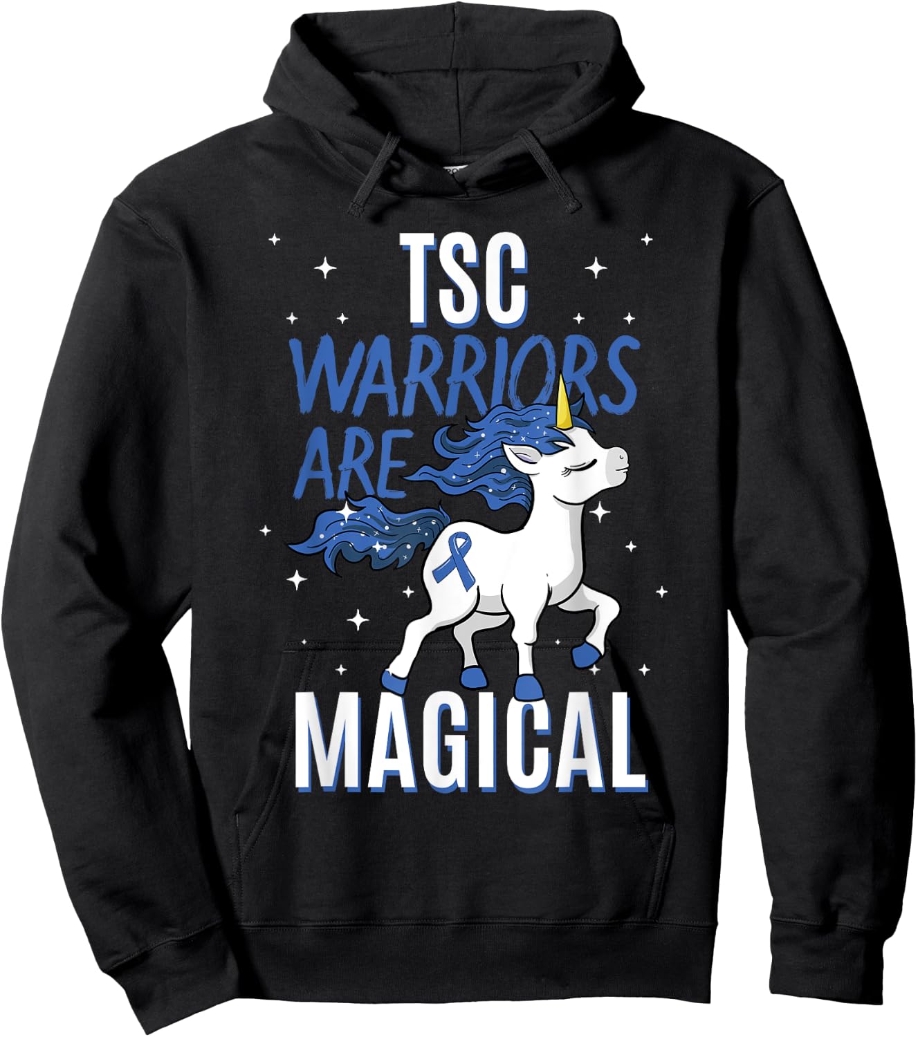 Tuberous Sclerosis Complex TSC Magical Unicorn Blue Ribbon Hoodie - Hoodie | Black