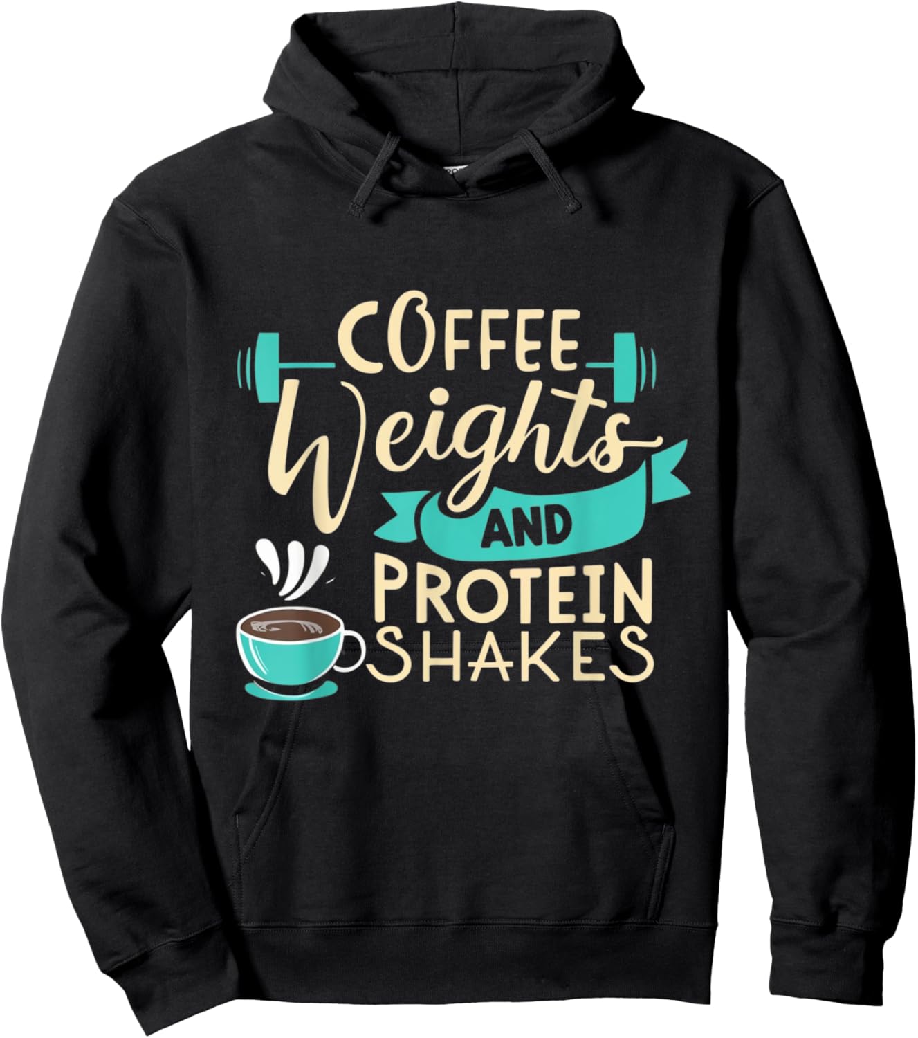 Funny Coffee Weights and Protein Shakes Workout Gym Beans Hoodie - Hoodie | Black