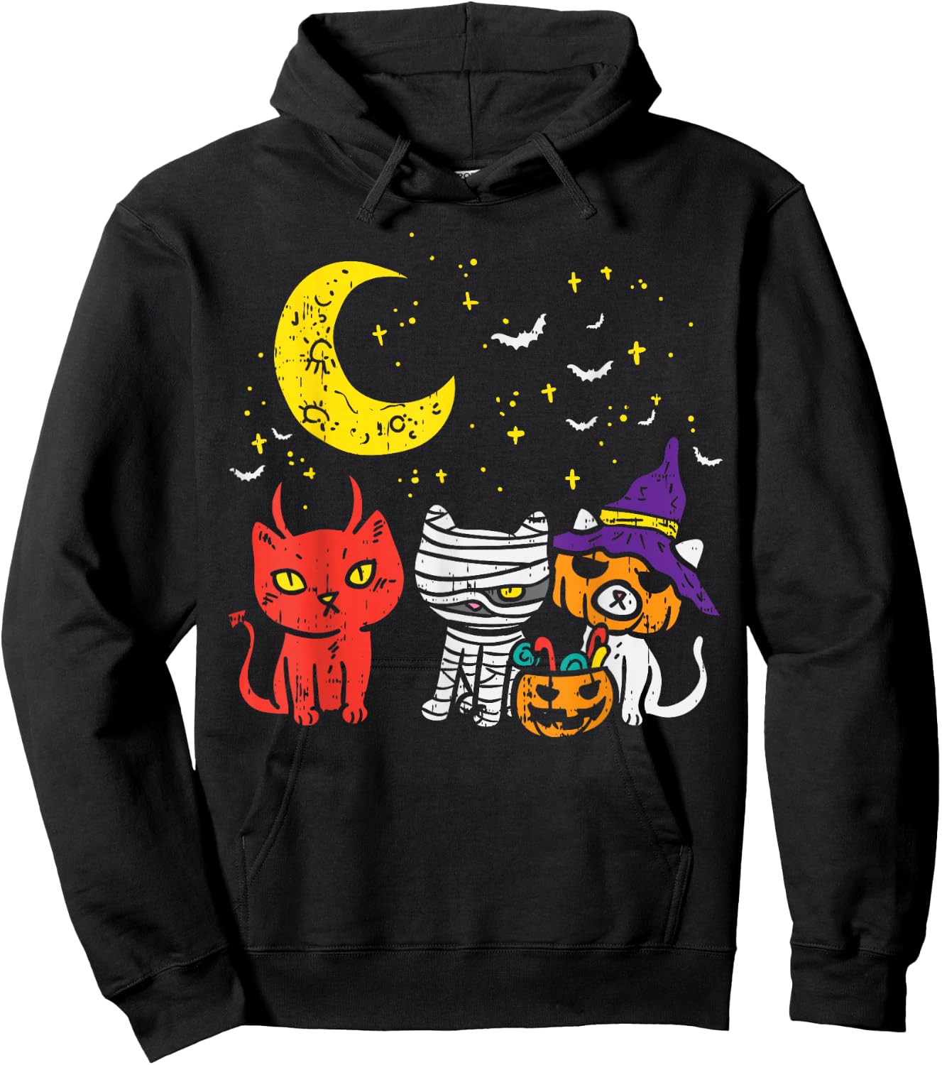 Kitten Mummy Pumpkin Devil Cute Halloween Cat Lover Gift Hoodie - Hoodie | Black