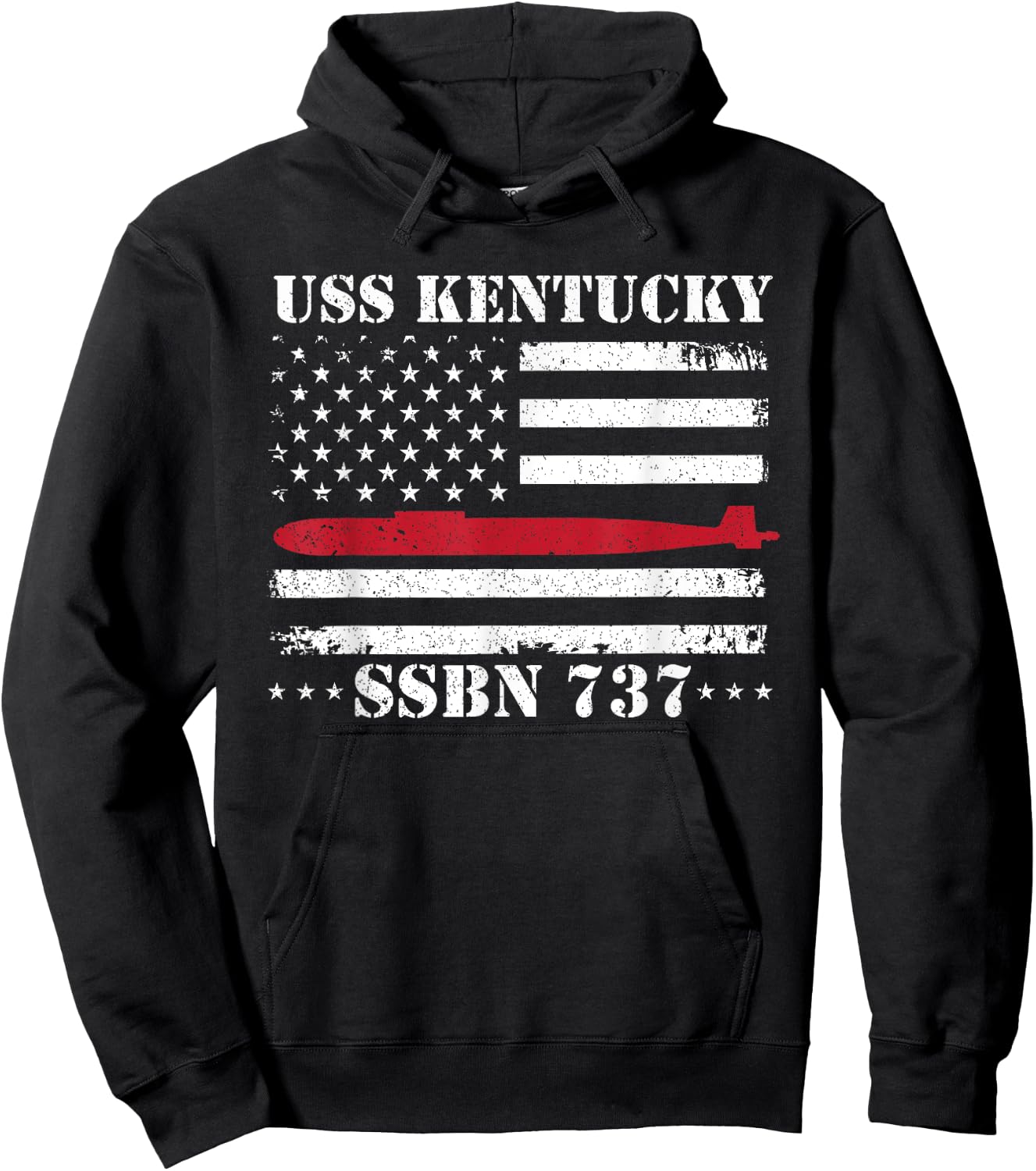 Submariner USS KENTUCKY SSBN737 US Flag Veteran Submarine Hoodie - Hoodie | Black