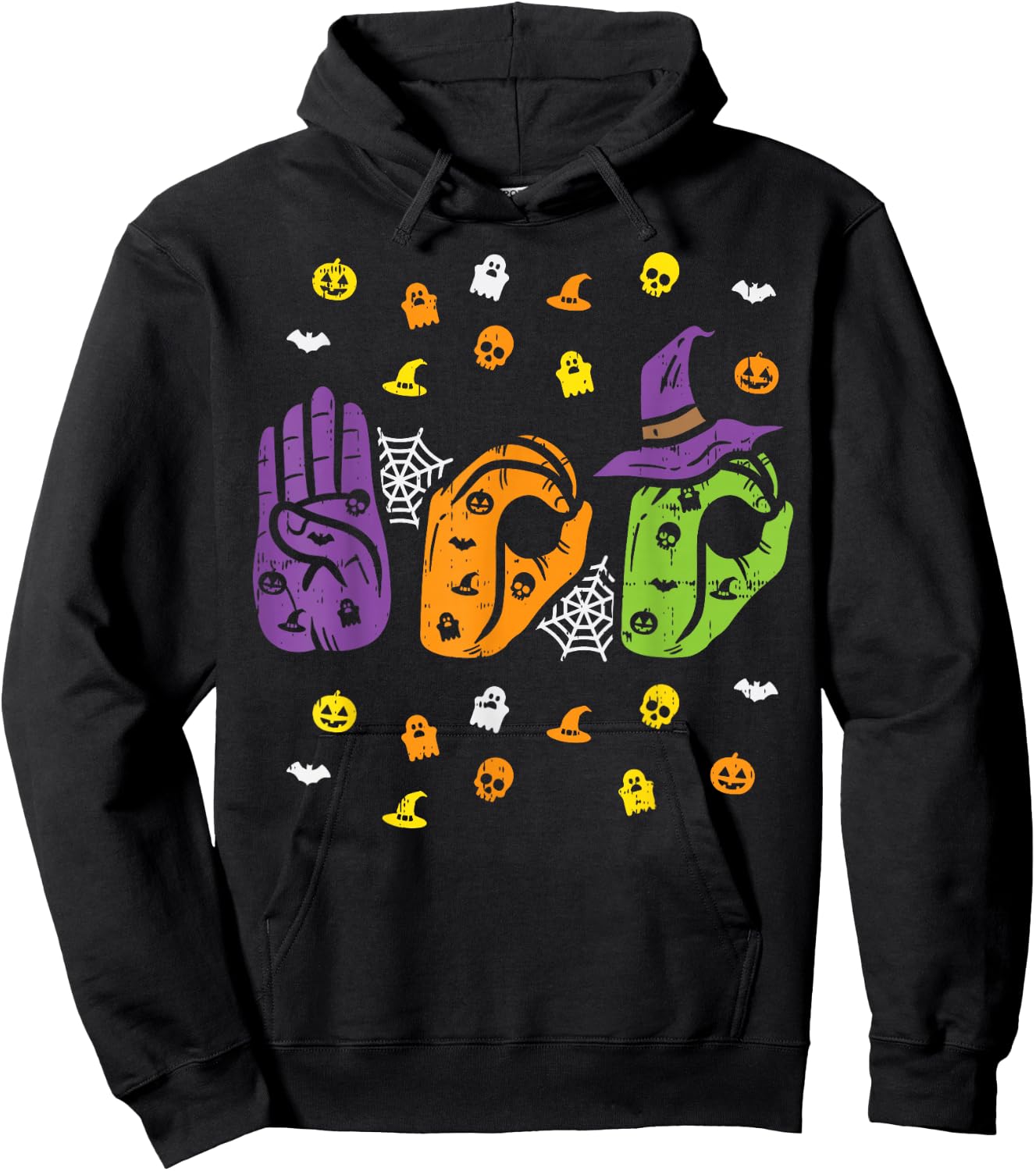 Boo Hands American Sign Language Pride ASL Halloween Hoodie - Hoodie | Black