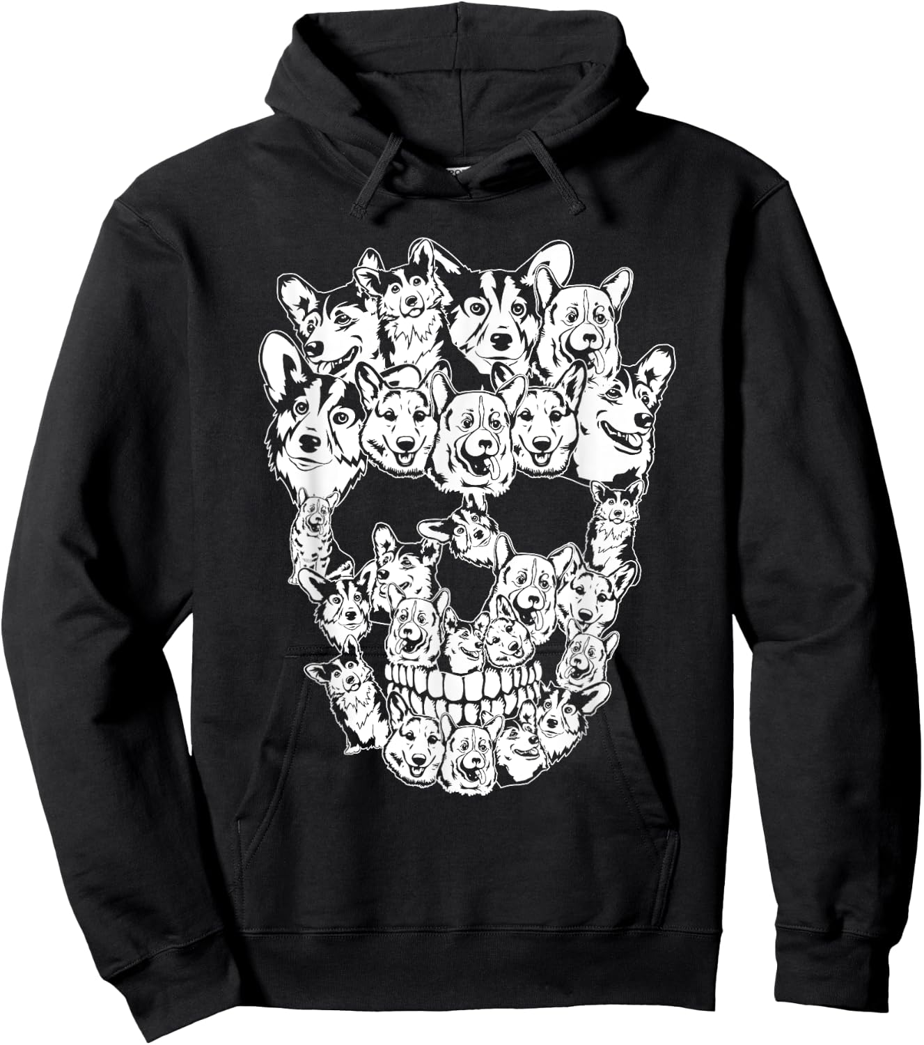Funny Halloween Costume Skull Corgi Dog Lover Men Women Kids Hoodie - Hoodie | Black