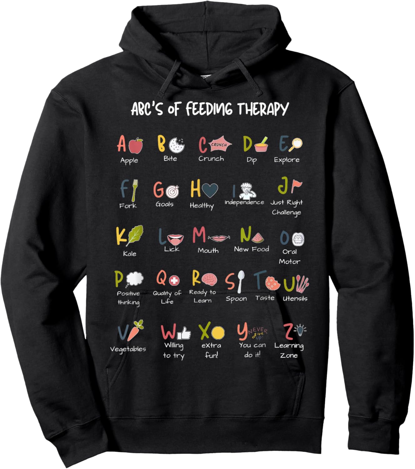 Feeding Therapy Alphabet Occupational Therapy Student Teach Hoodie - Hoodie | Black