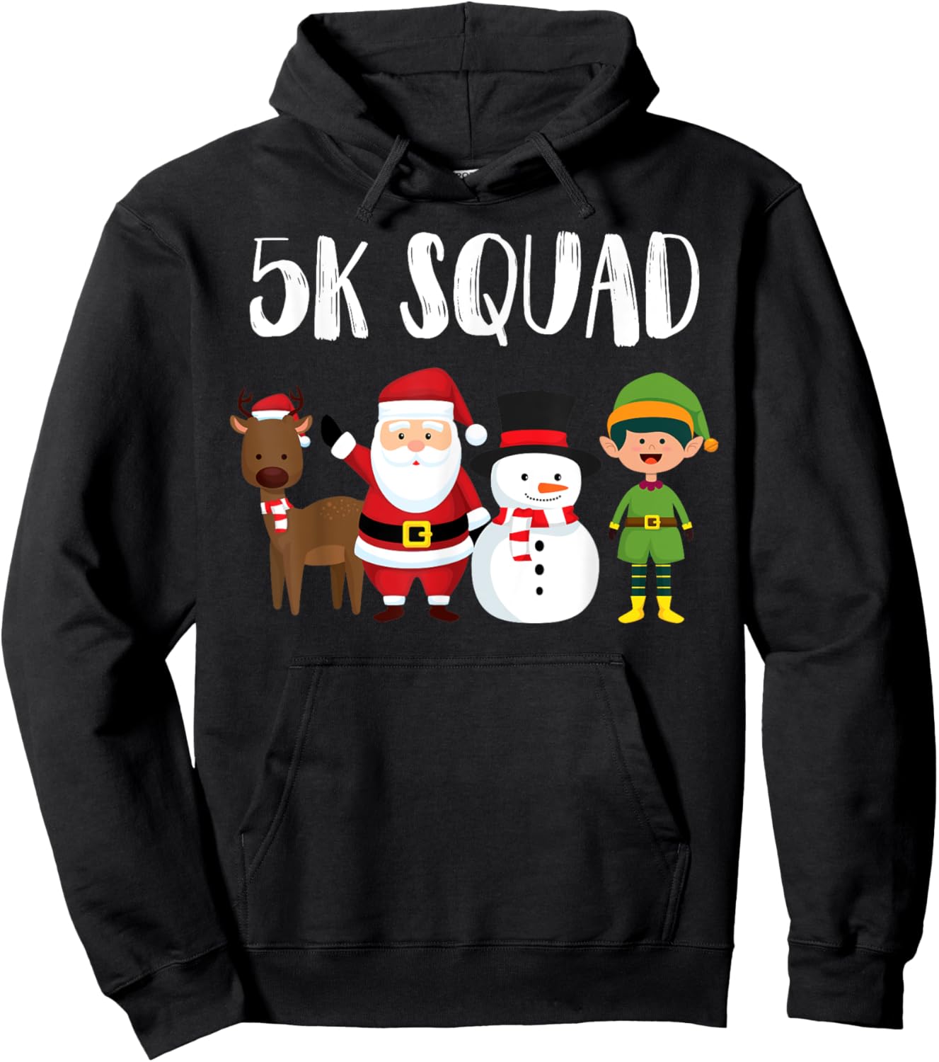5K Squad Running Christmas Santa Reindeer Elf Snowman Runner Hoodie - Hoodie | Black