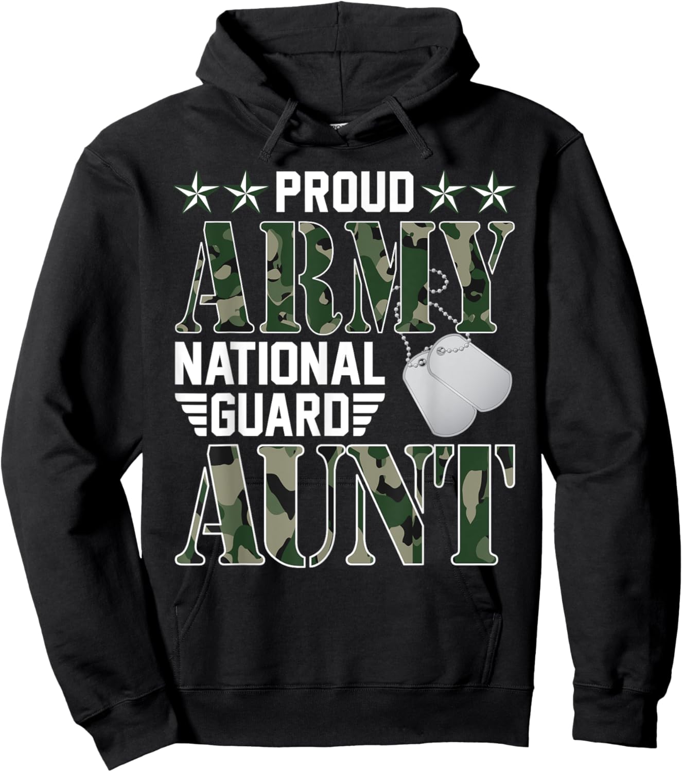 Proud Army National Guard Aunt Military Family Veteran Hoodie - Hoodie | Black
