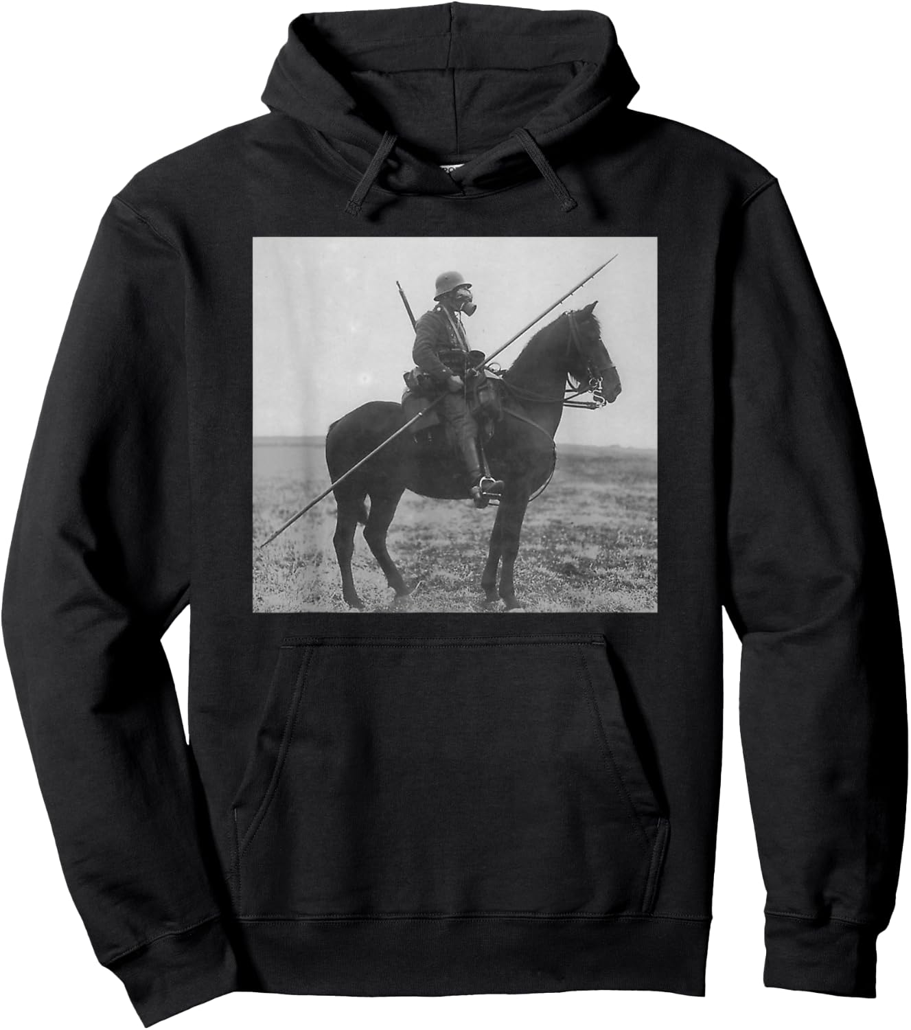 WW1 Vintage Solider Horse Gas Mask Spear Shirt Hoodie - Hoodie | Black