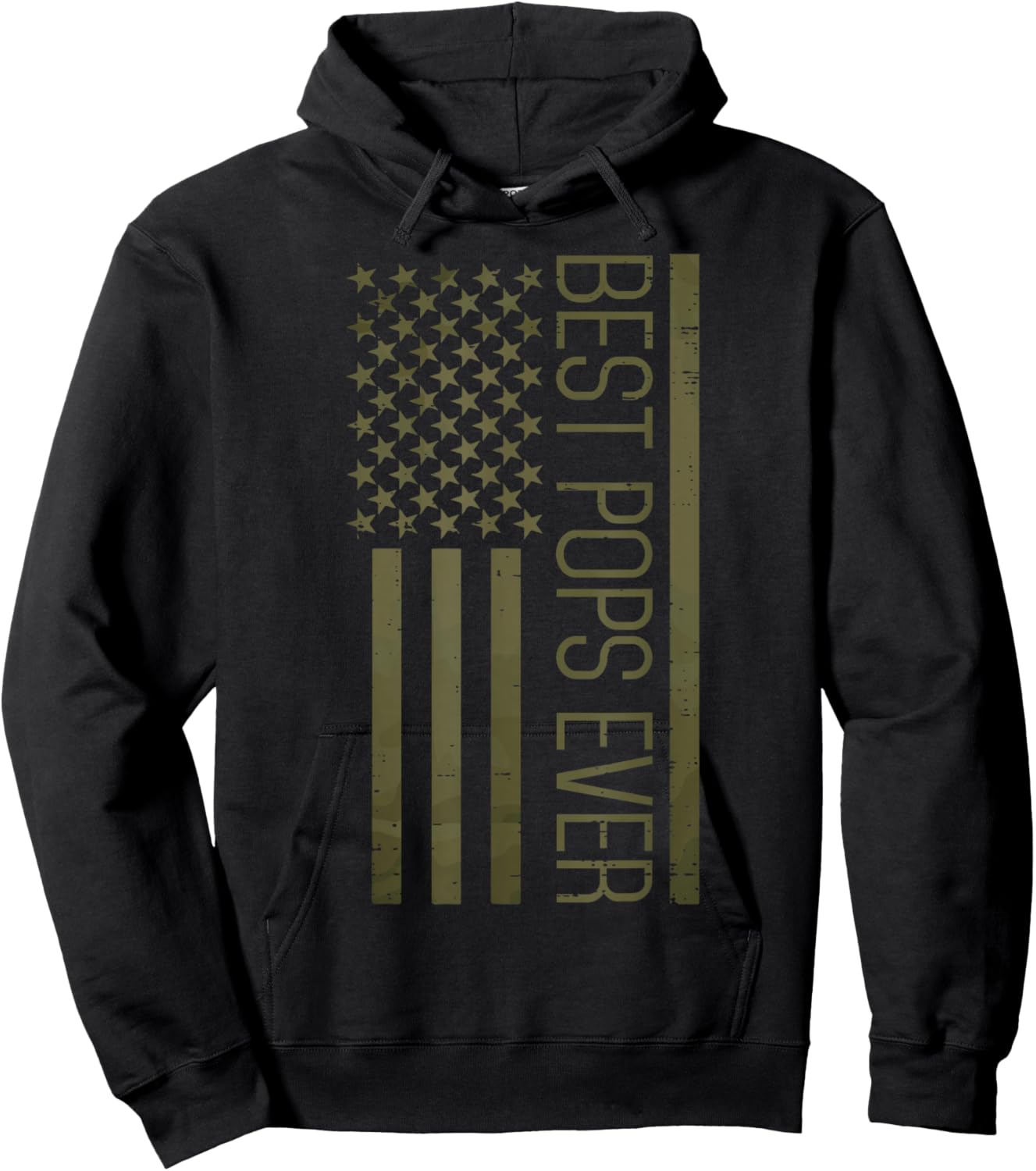 Fathers Day Best Pops Ever America Flag Grandpa Granddad Men Hoodie - Hoodie | Black