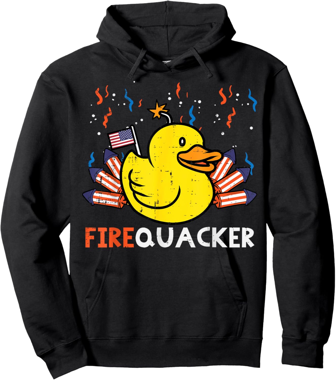 4th July Rubber Duck Firequacker Patriot Men Boys Kids Women Hoodie - Hoodie | Black