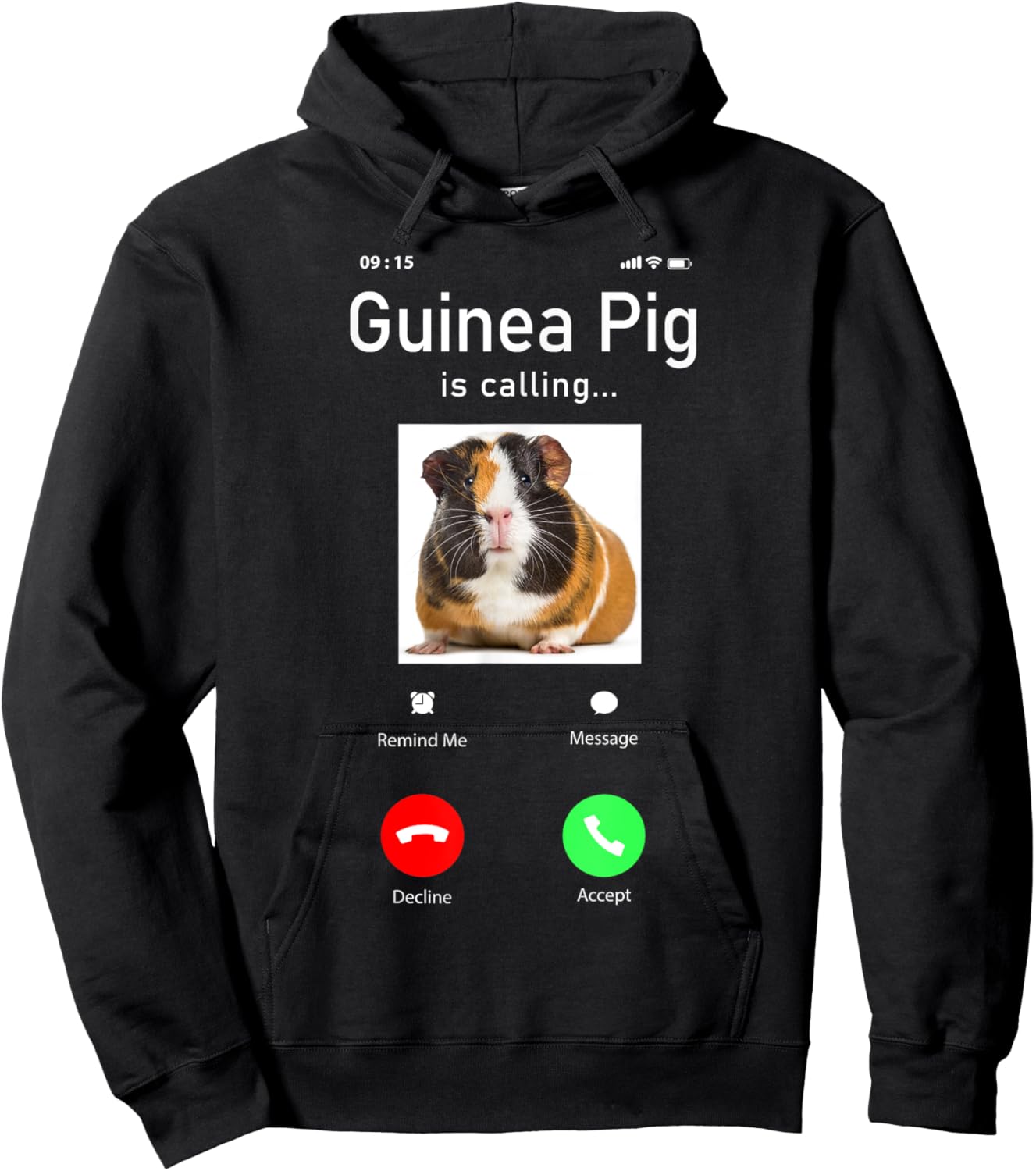 Guinea Pig Phone Display Guinea Pig Is Calling Hoodie - Hoodie | Black