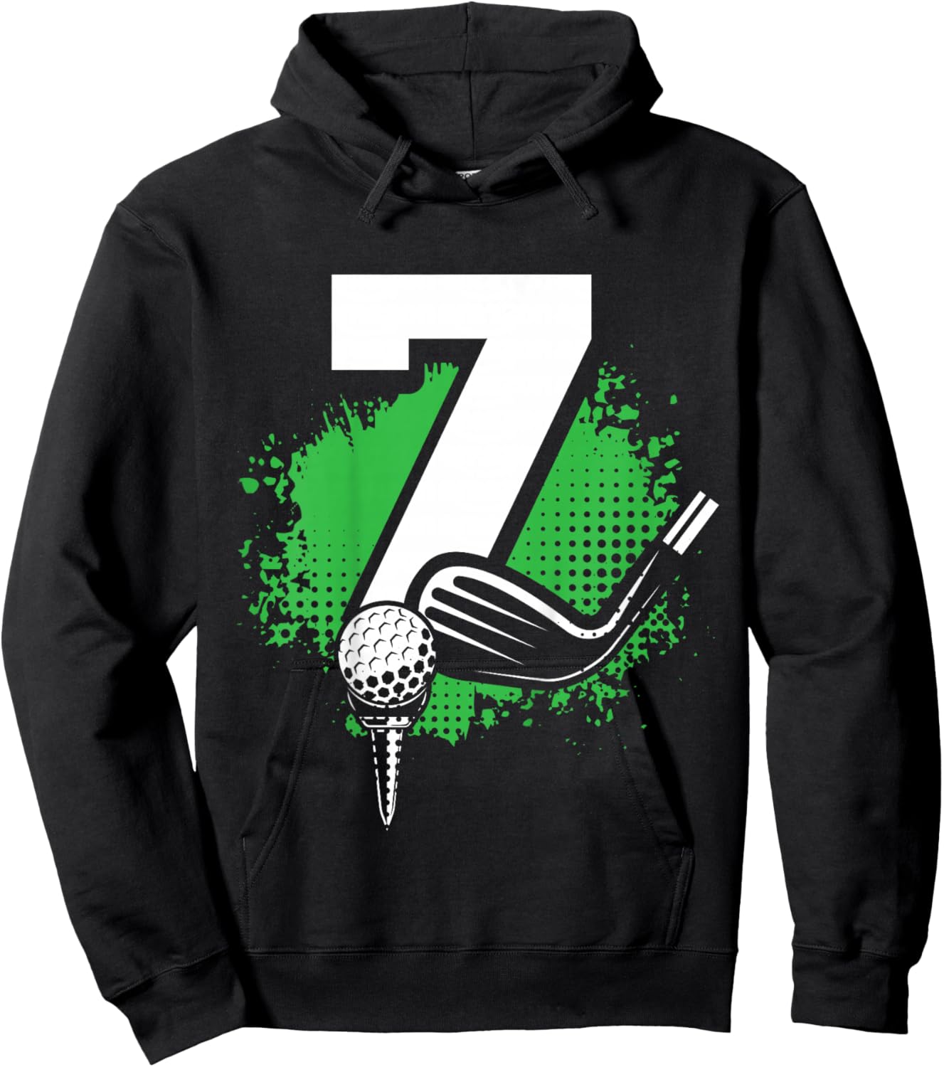 Kids 7th Birthday Boy Golf Player Golf 7 Years Old Hoodie - Hoodie | Black