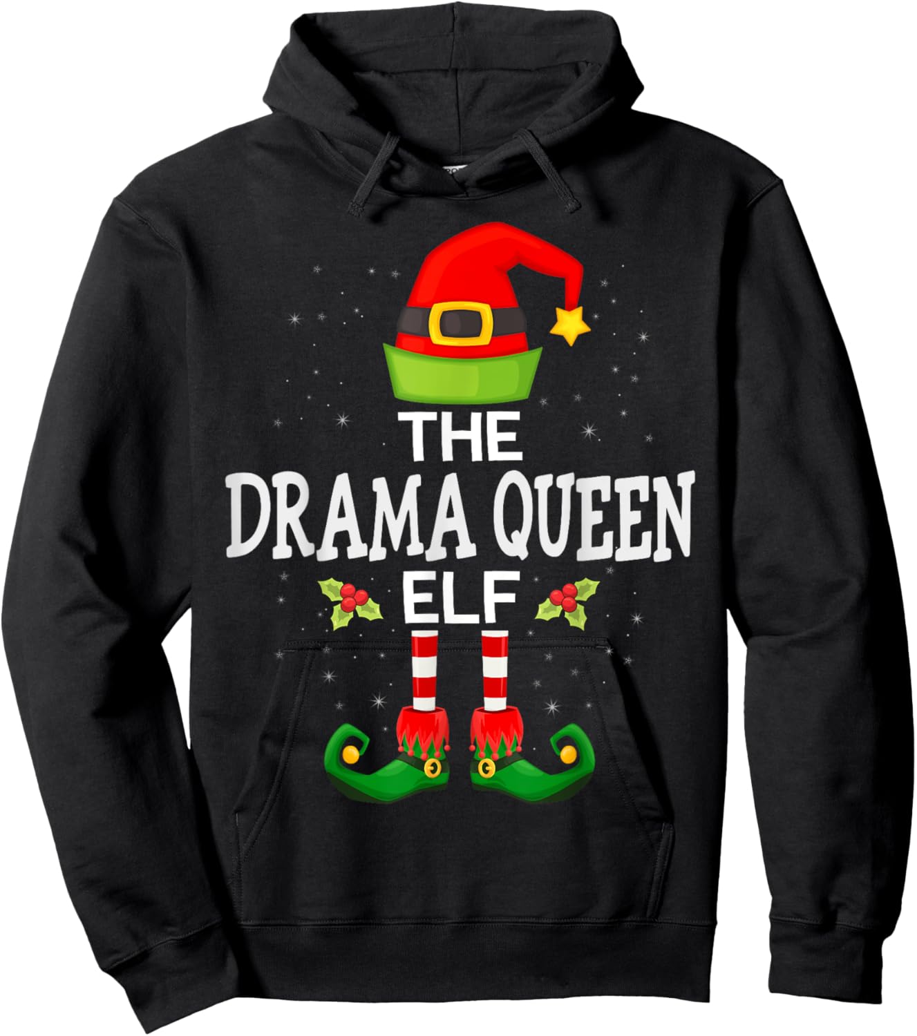 The Drama Queen Elf Christmas Family Matching Pajama Hoodie - Hoodie | Black