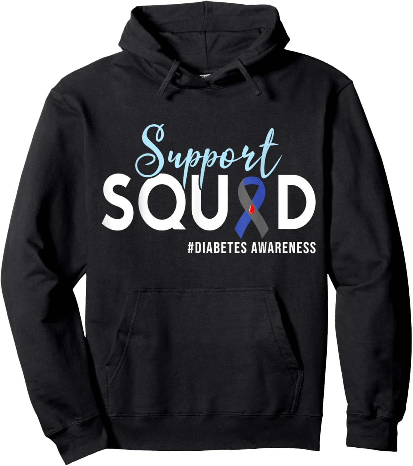 Support Squad Diabetes Awareness Type 1 Women Kids Hoodie - Hoodie | Black