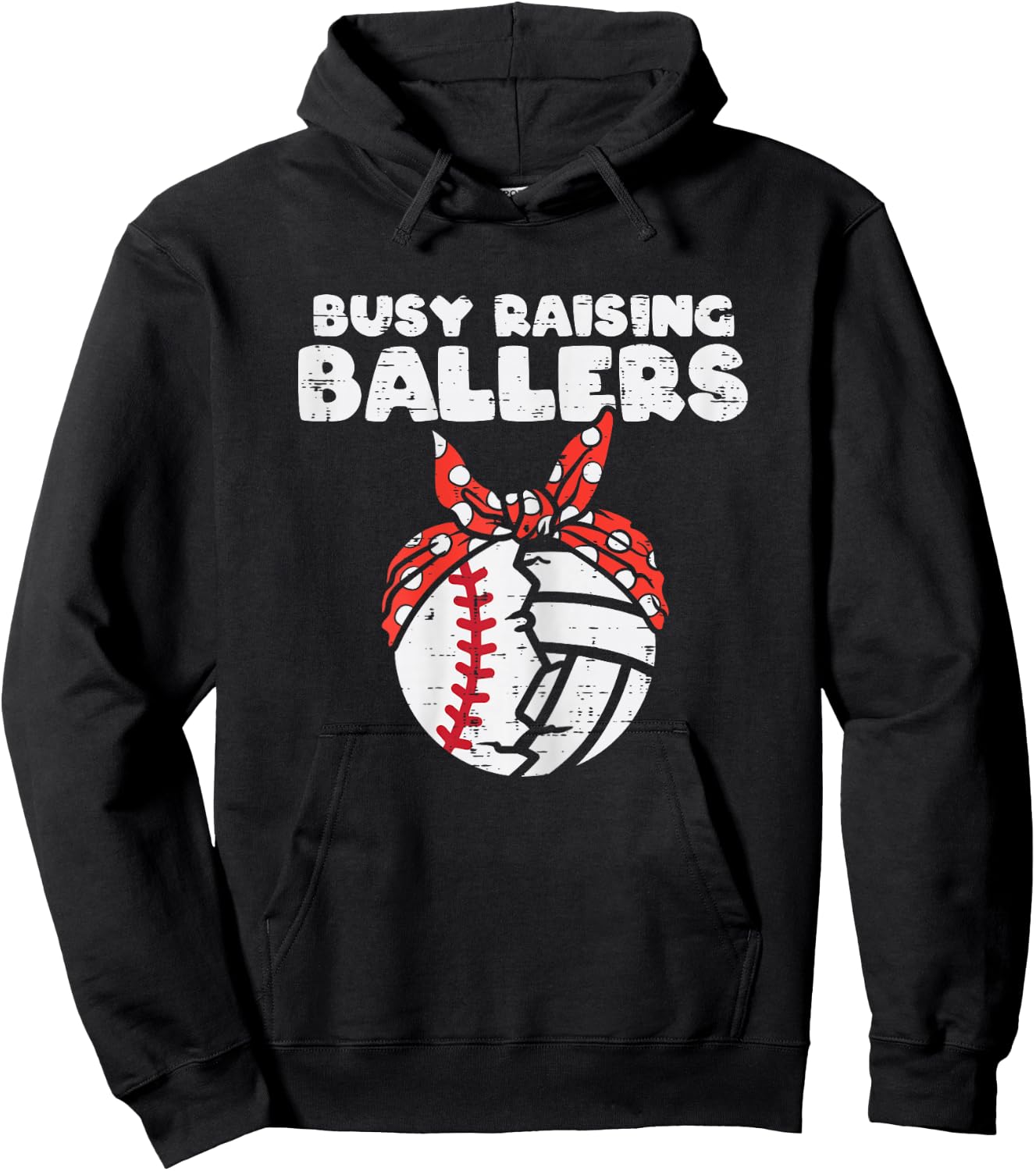 Busy Raising Ballers Baseball Volleyball Mom Mothers Day Son Hoodie - Hoodie | Black