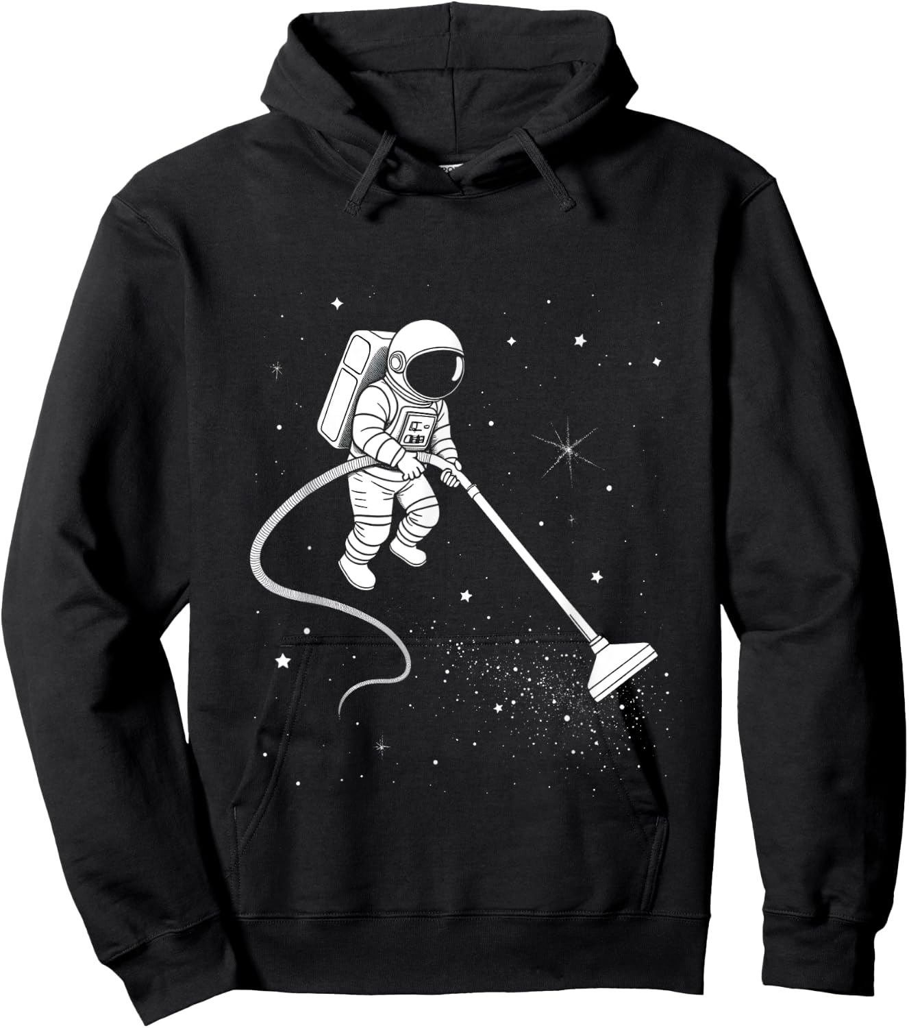 Astronaut Cleaning Stars Funny Space Design Hoodie - Hoodie | Black