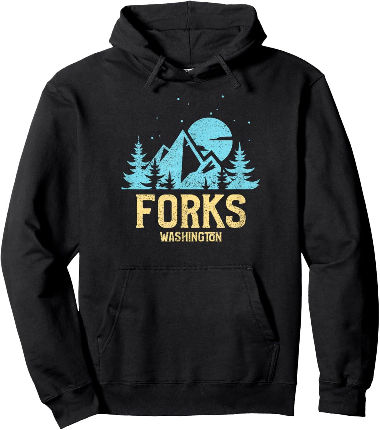 Forks Washington, Outdoors, WA NW retro style, great Gift Hoodie - Hoodie | Black