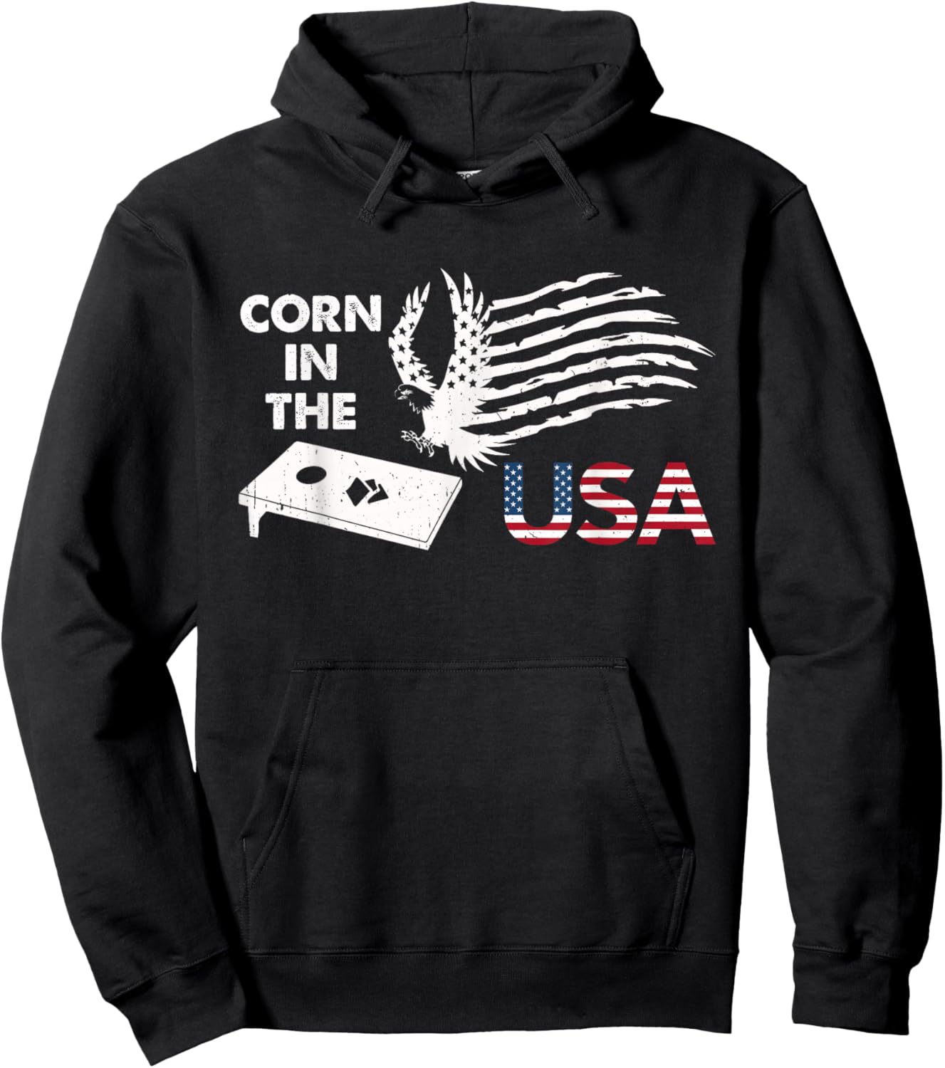 Patriotic Cornhole Player Corn In The USA American Flag Hoodie - Hoodie | Black