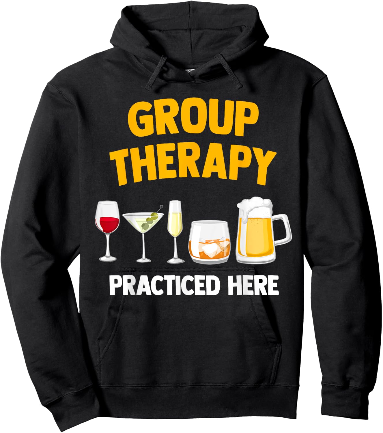 Group Therapy - Alcohol Wine Beer Liquor Drinking Joke Hoodie - Hoodie | Black