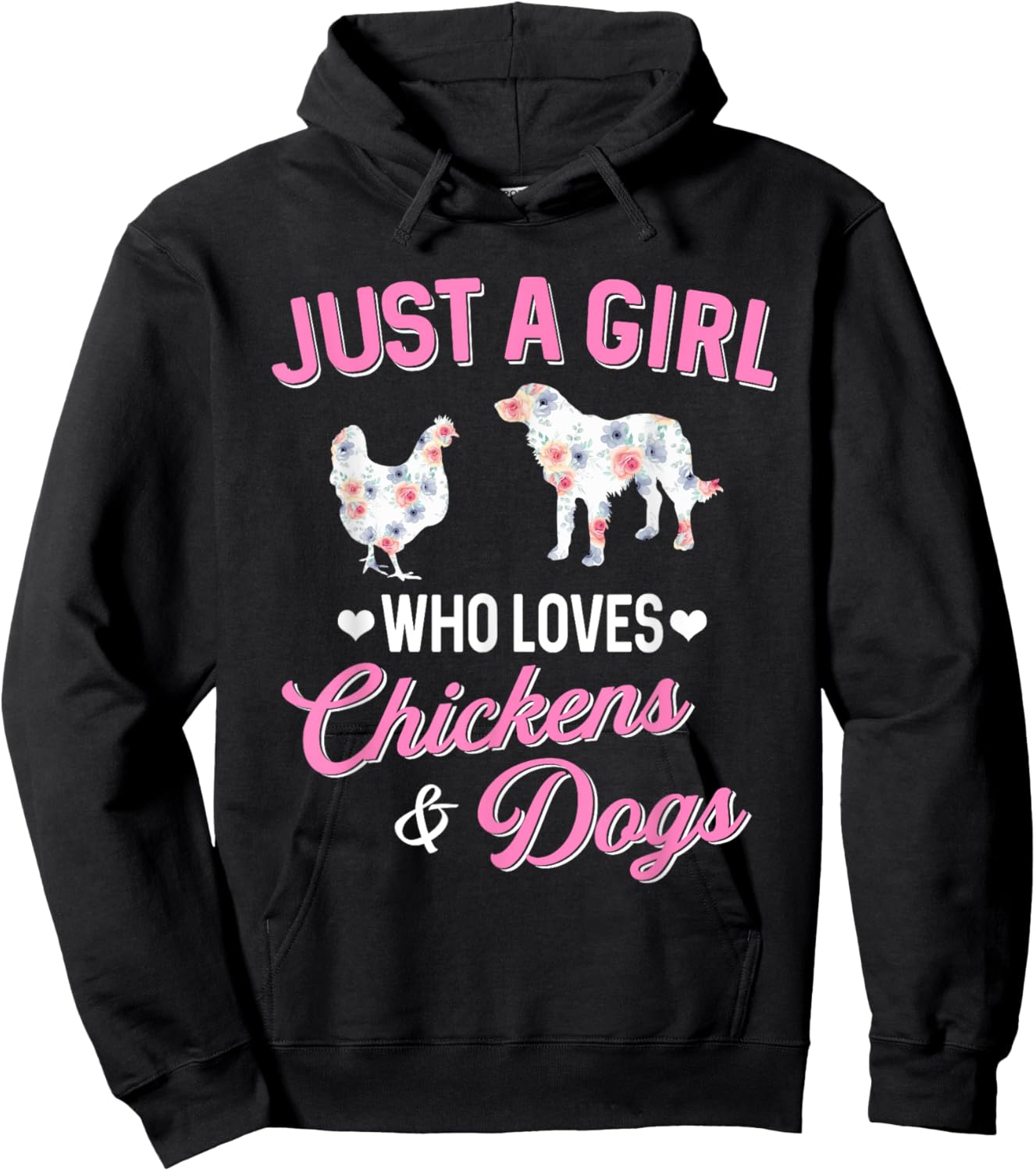 Just A Girl Who Loves Chickens Dog Lover Women Farmer Hoodie - Hoodie | Black