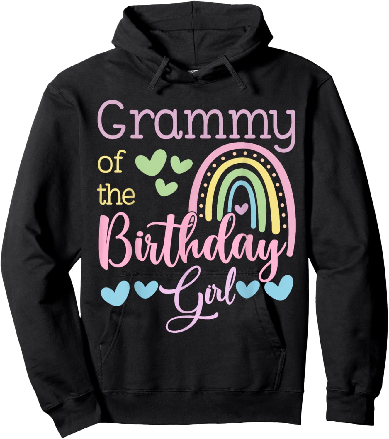 Grammy of The Birthday Girl Rainbow B-Day Matching Family Hoodie - Hoodie | Black