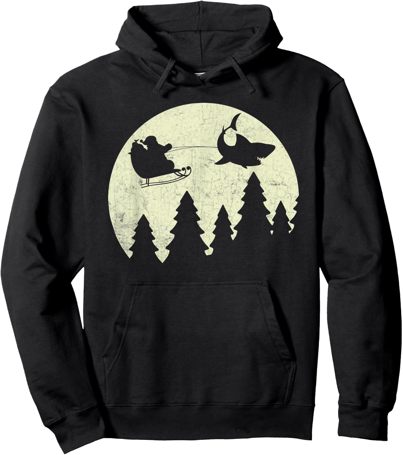 Santa Claus Shark Sleigh Christmas Funny Hoodie - Hoodie | Black